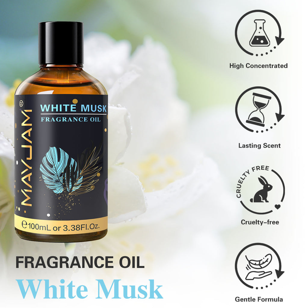 MAYJAM 100ML/3.38FL.OZ White Musk Fragrance Oils for Diffusers for Home, Long Lasting Scented Oils for Skin Care, Bath, Relaxation