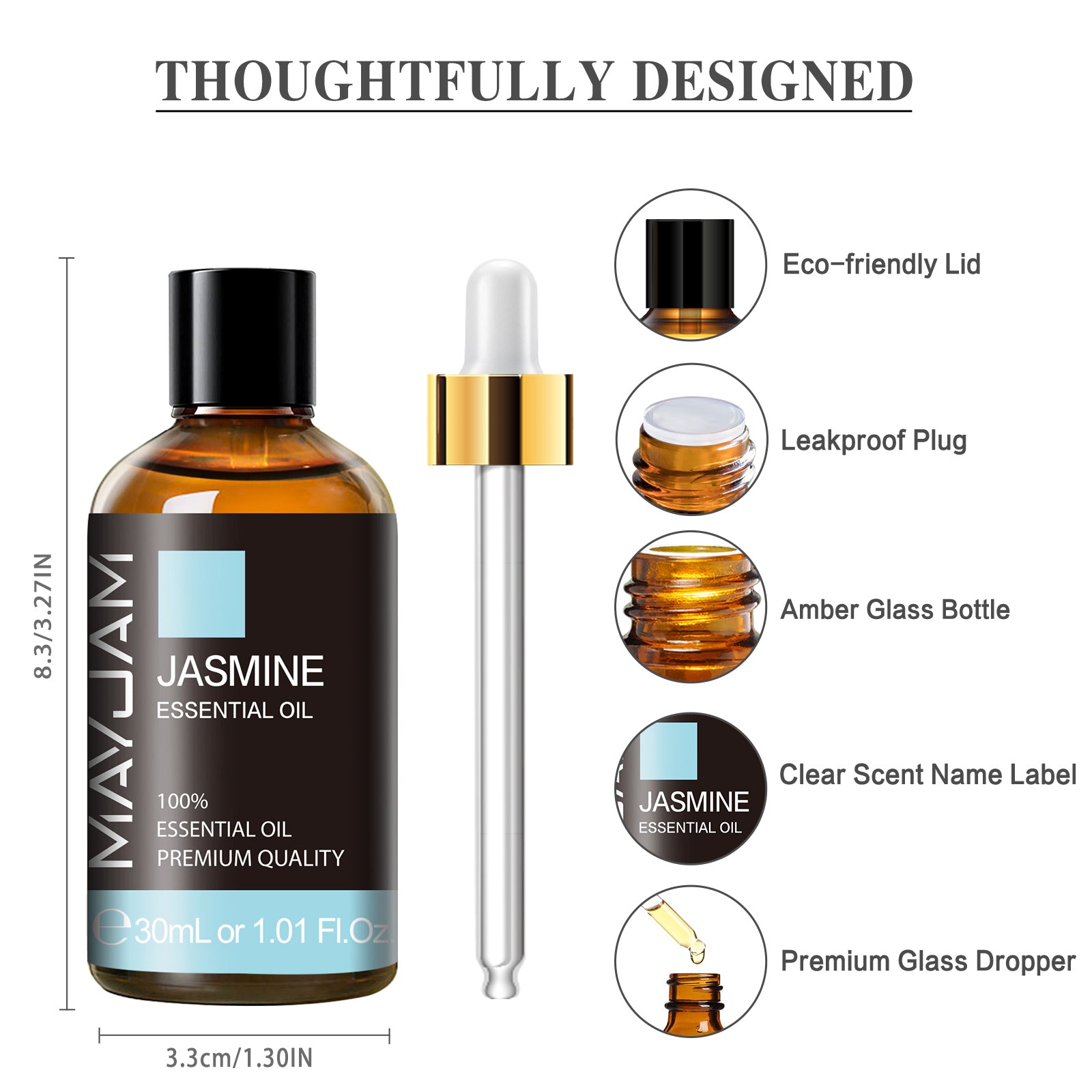 MAYJAM Jasmine Essential Oil, 30ML, for use with Oil Diffusers, Potpourri, and Wicking Fragrance Diffusers