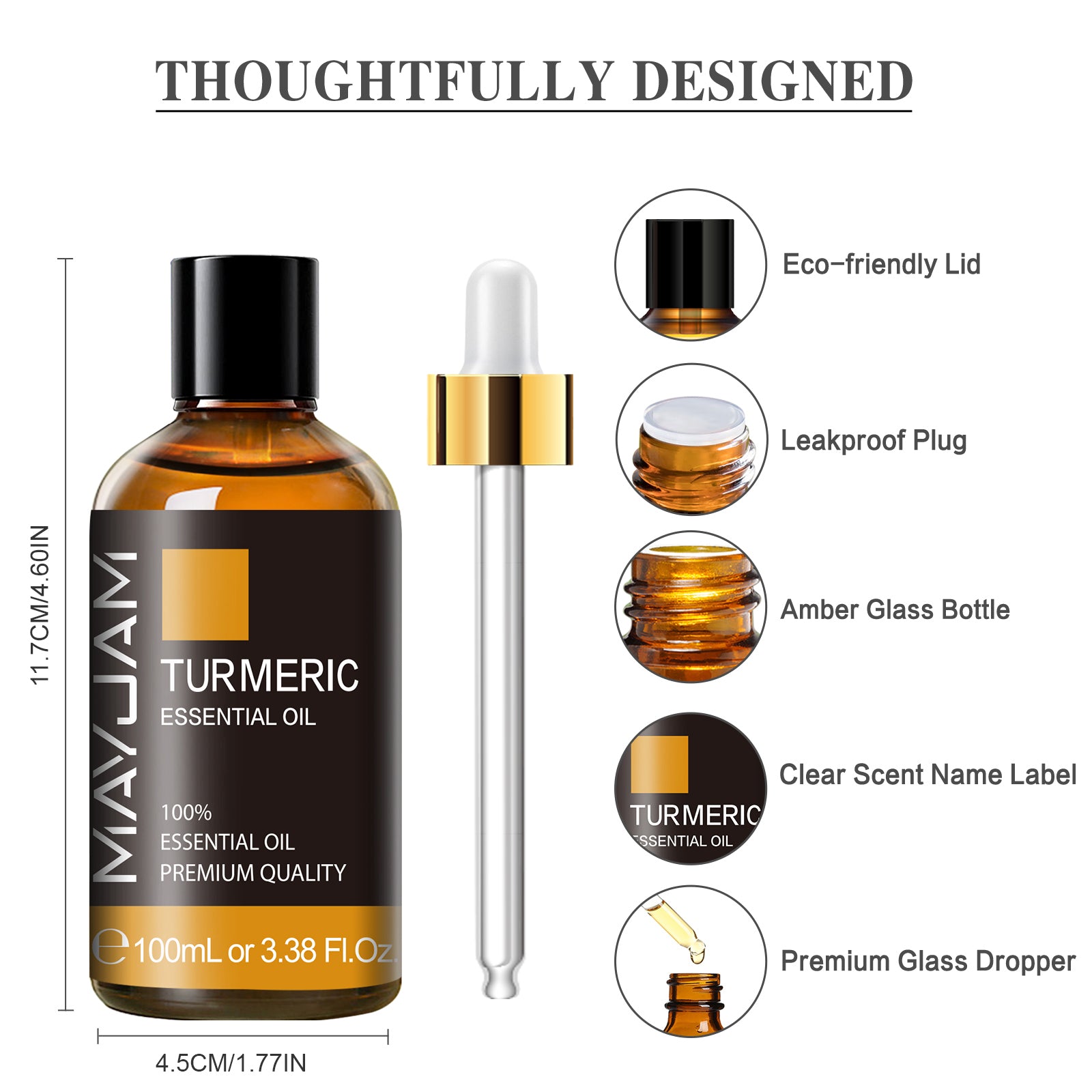 MAYJAM Pure Turmeric Essential Oil,100ML, Therapeutic Grade, for use with Oil Diffusers, Potpourri, and Wicking Fragrance Diffusers