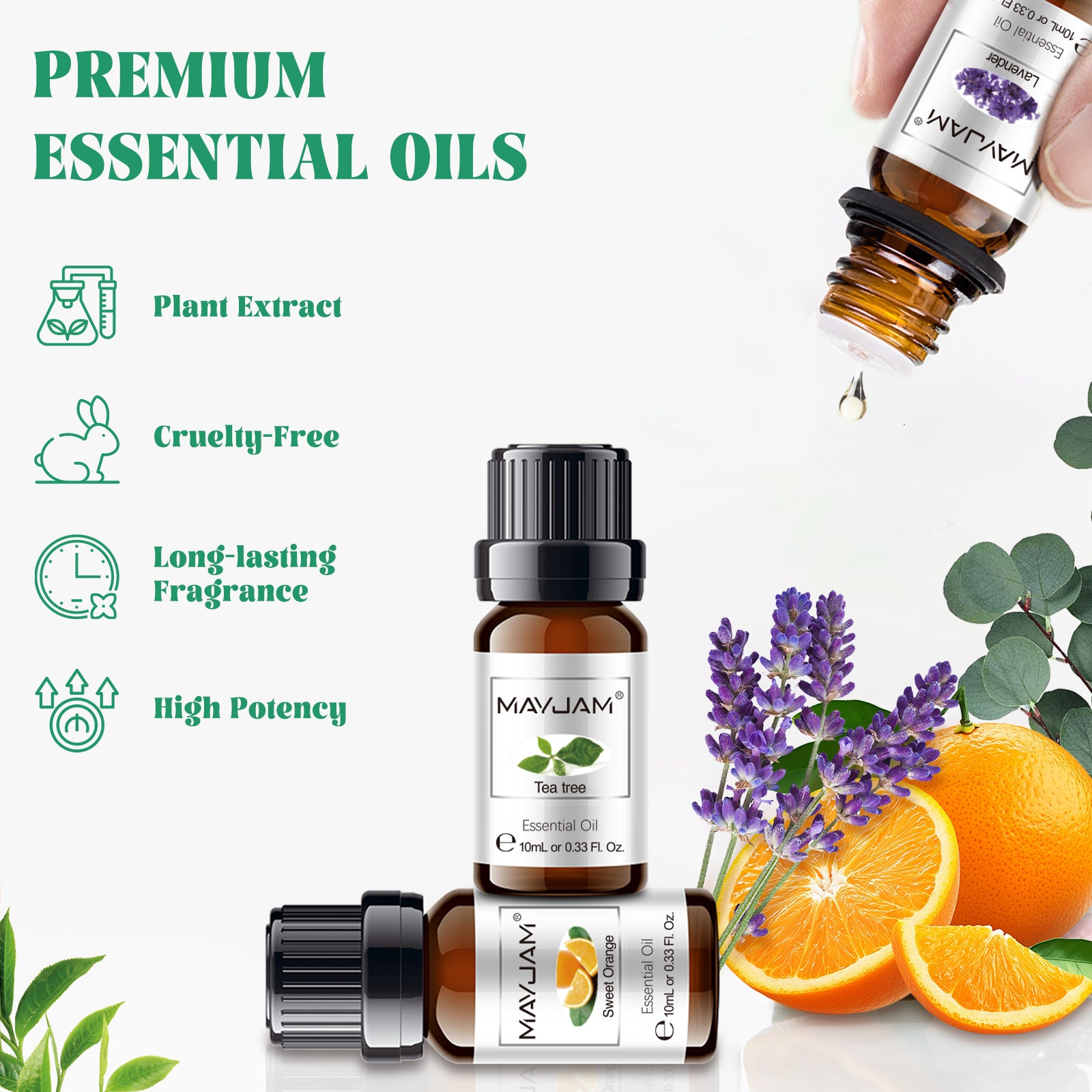 MAYJAM 6Pcs Pure Essential Oils Set for Candle Making, Diffuser Oil for Home Care, Soap Making, Fragrance, Humidifiers (10Ml)