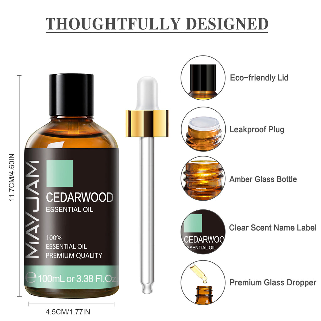 MAYJAM 3.38 Fl Oz Cedarwood Essential Oil for Skin, Premium Grade Essential Oils for Diffuser, Aromatherapy, Soap And Candle Making