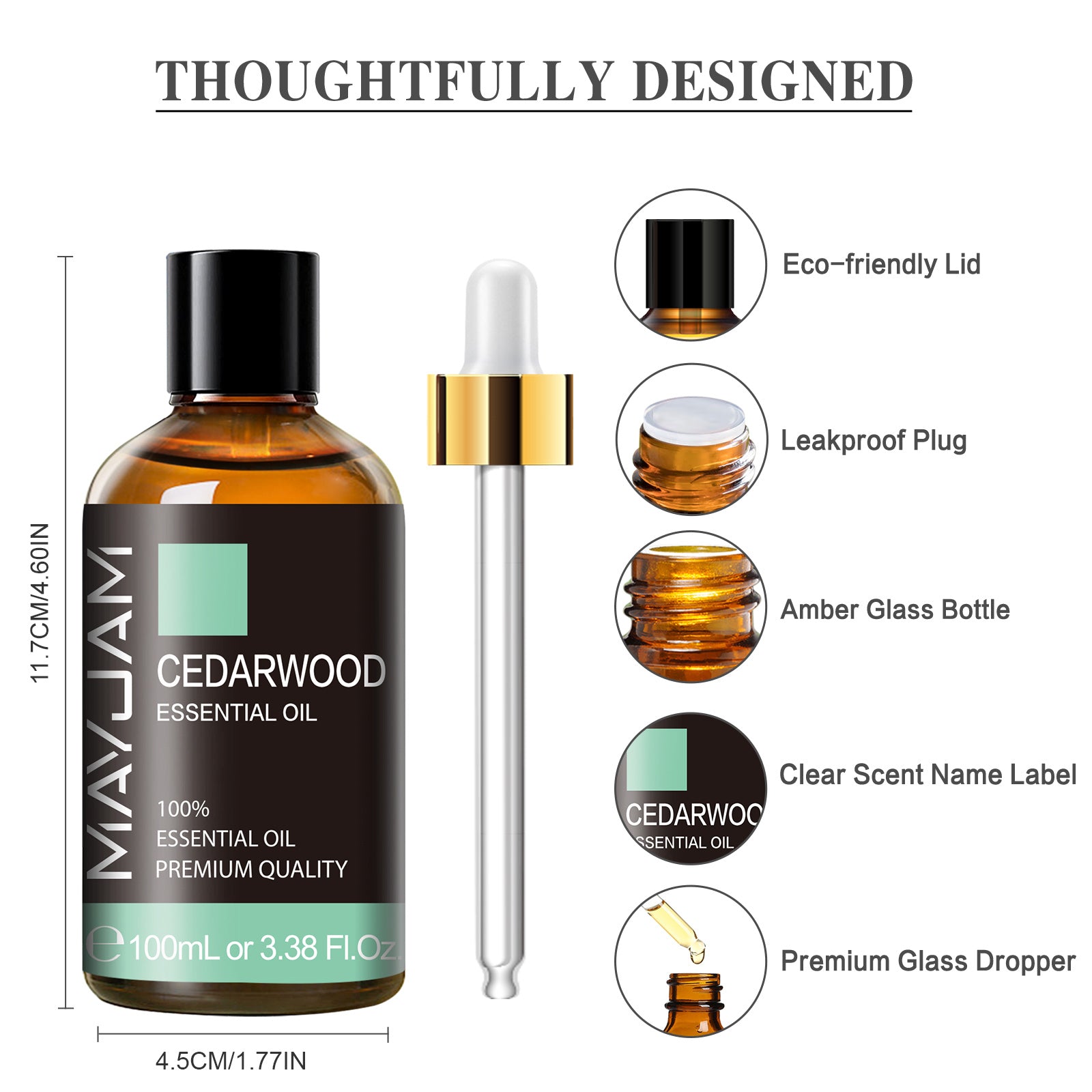 MAYJAM 3.38 Fl Oz Cedarwood Essential Oil for Skin, Premium Grade Essential Oils for Diffuser, Aromatherapy, Soap And Candle Making