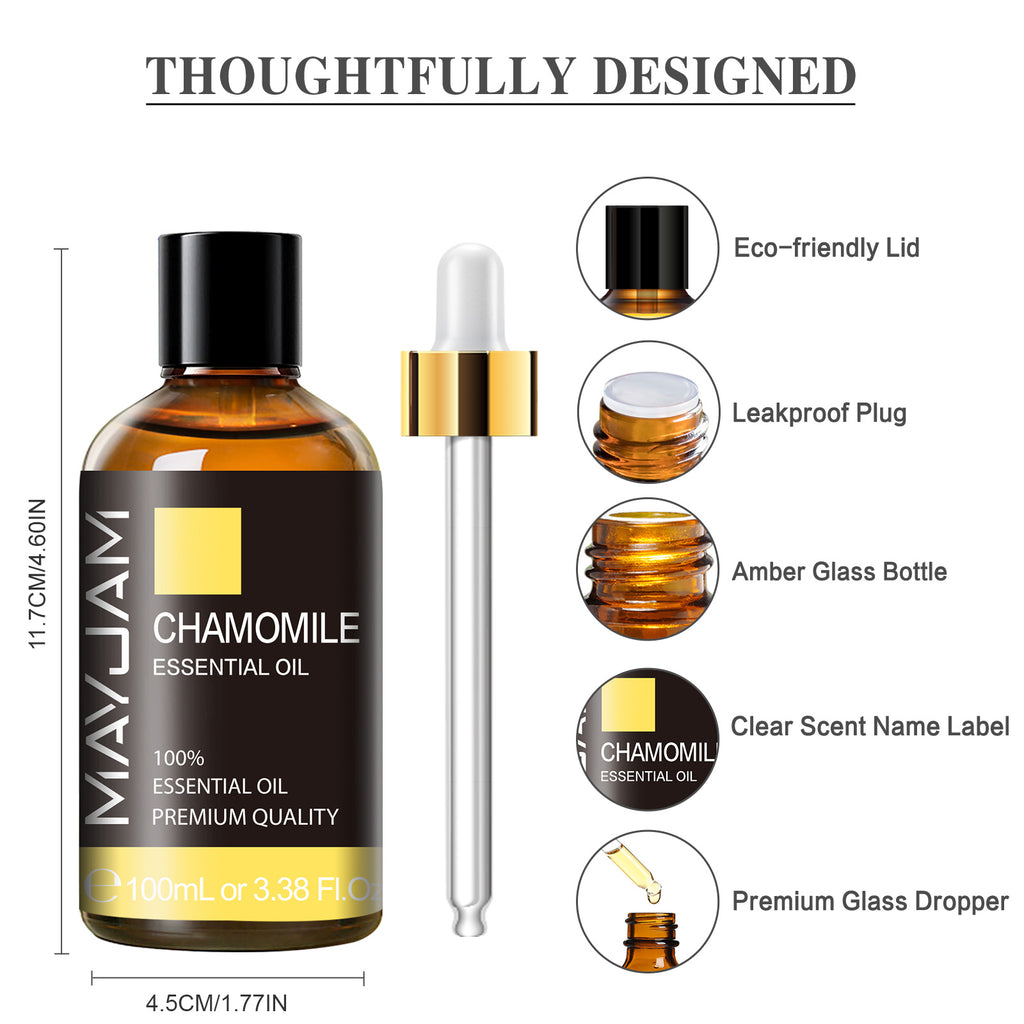 MAYJAM 100ML Chamomile Essential Oils for Aromatherapy Diffuser, Massage Blend & Diffusers, Hair & Skin Care, Yoga, Relaxation