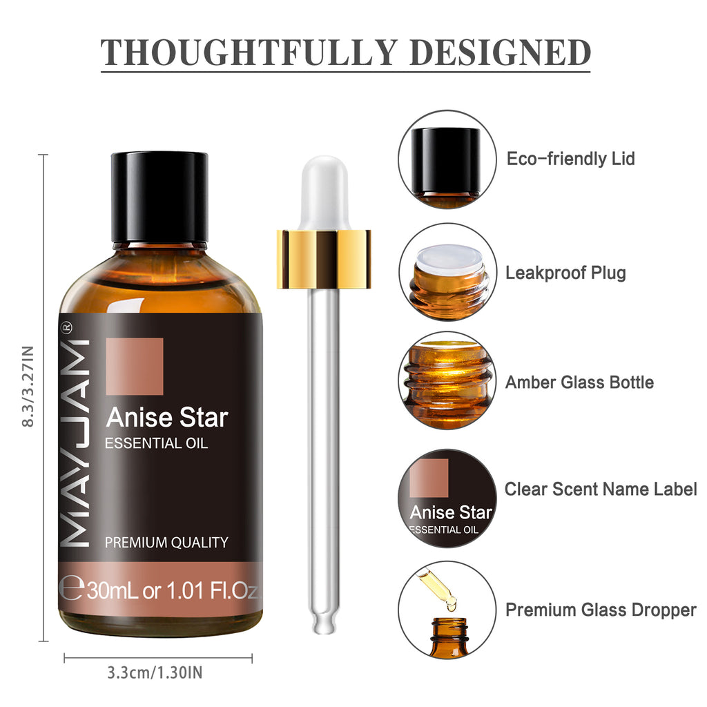 MAYJAM Pure Anise Star Essential Oil,30ML, Premium Grade, for use with Oil Diffusers, Potpourri, and Aromatherapy