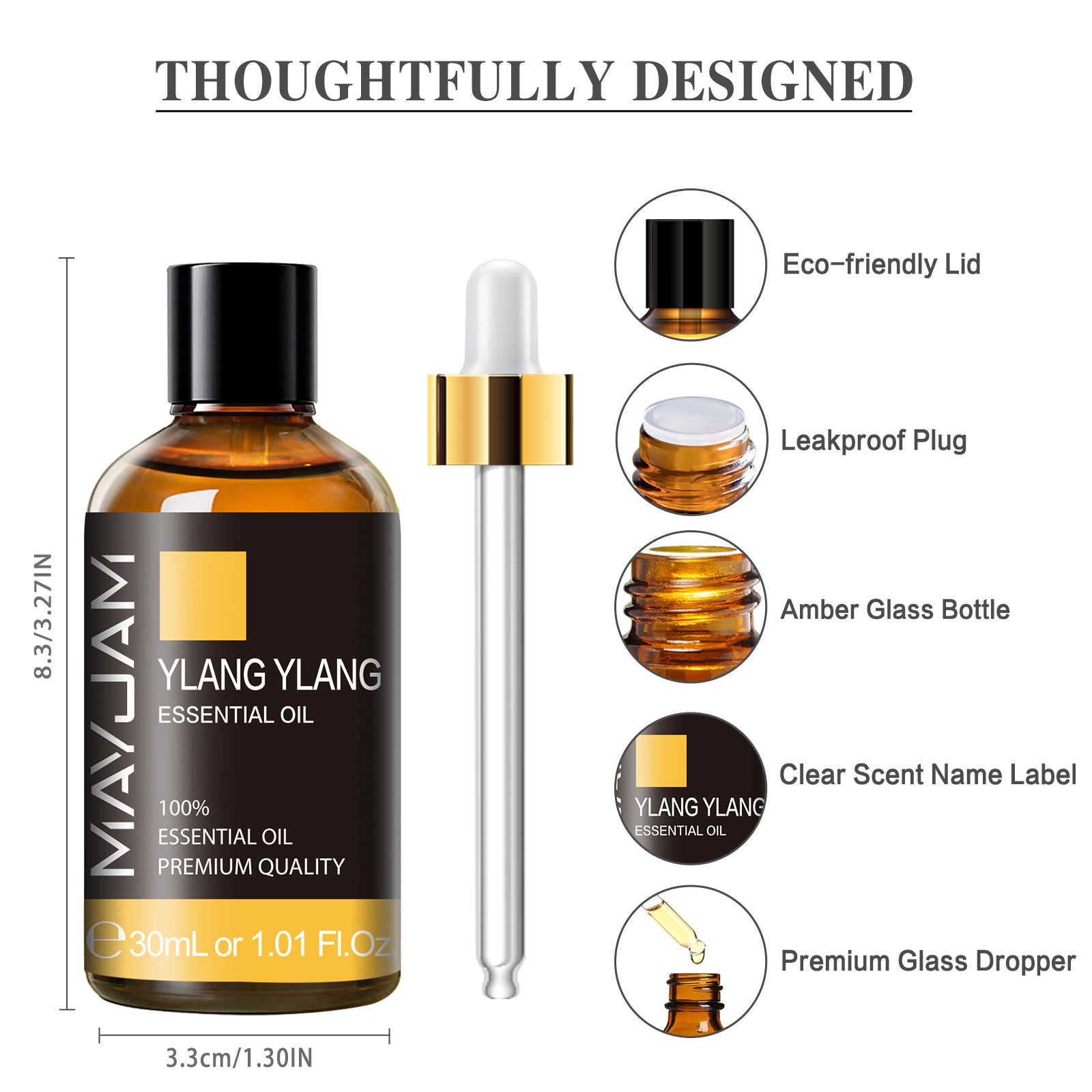 MAYJAM 30ML Ylang Ylang Essential Oils for Diffusers, Humidifier, Soap Candle Making, Perfect for Living Room Bedroom Office Car Yoga