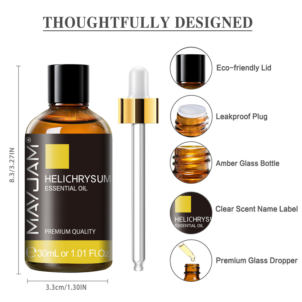 MAYJAM Helichrysum Essential Oils 1.01 Fl Oz, for Hair, Skin, Diffuser, Aromatherapy & DIY Soap Making Scent