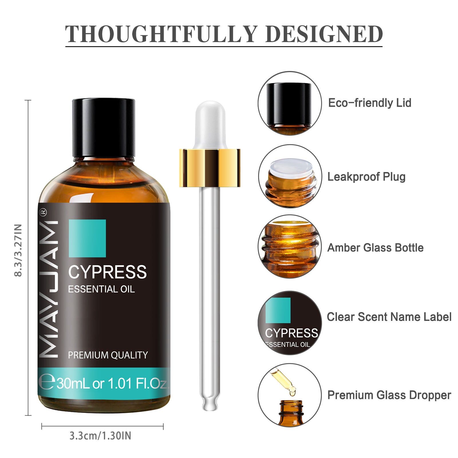 MAYJAM Cypress Essential Oil, 100% Natural for Diffuser, Health, Skin Care - 1.01 Fl Oz