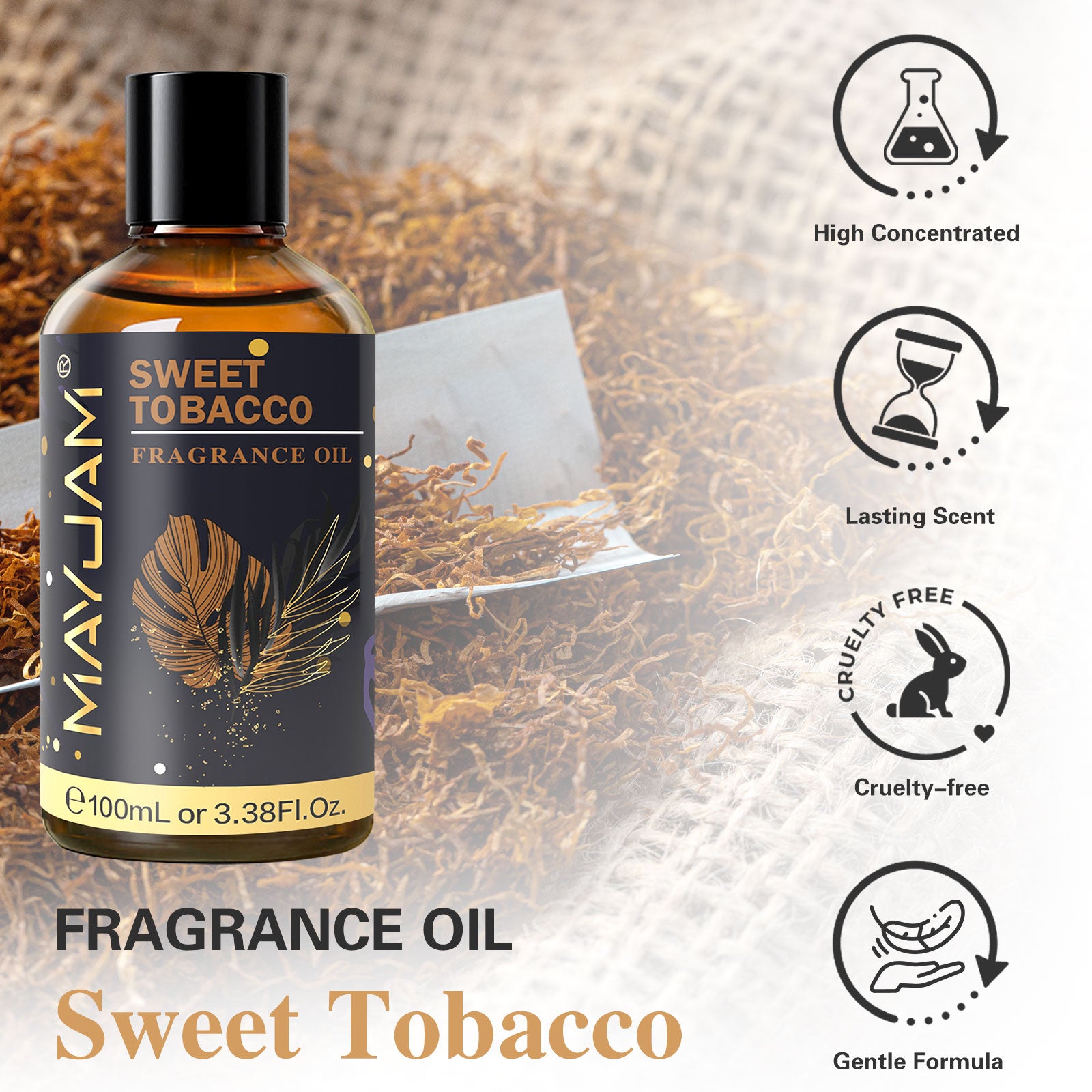 Fragrance Oil, Premium Sweet Tobacco Fragrance Oil, for Humidifier, DIY Candle & Soap Making Scent, Aromatherapy Diffuser Oils Set (100ML)