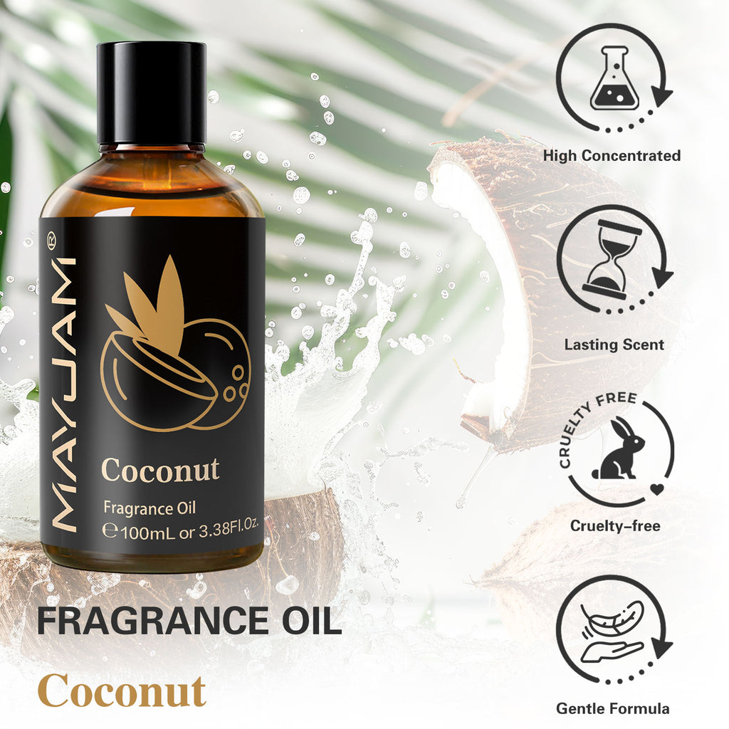 MAYJAM Coconut Scented Oil 100ml - Fragrance Oil for Candle Making, Soap Making, Diffuser Oil