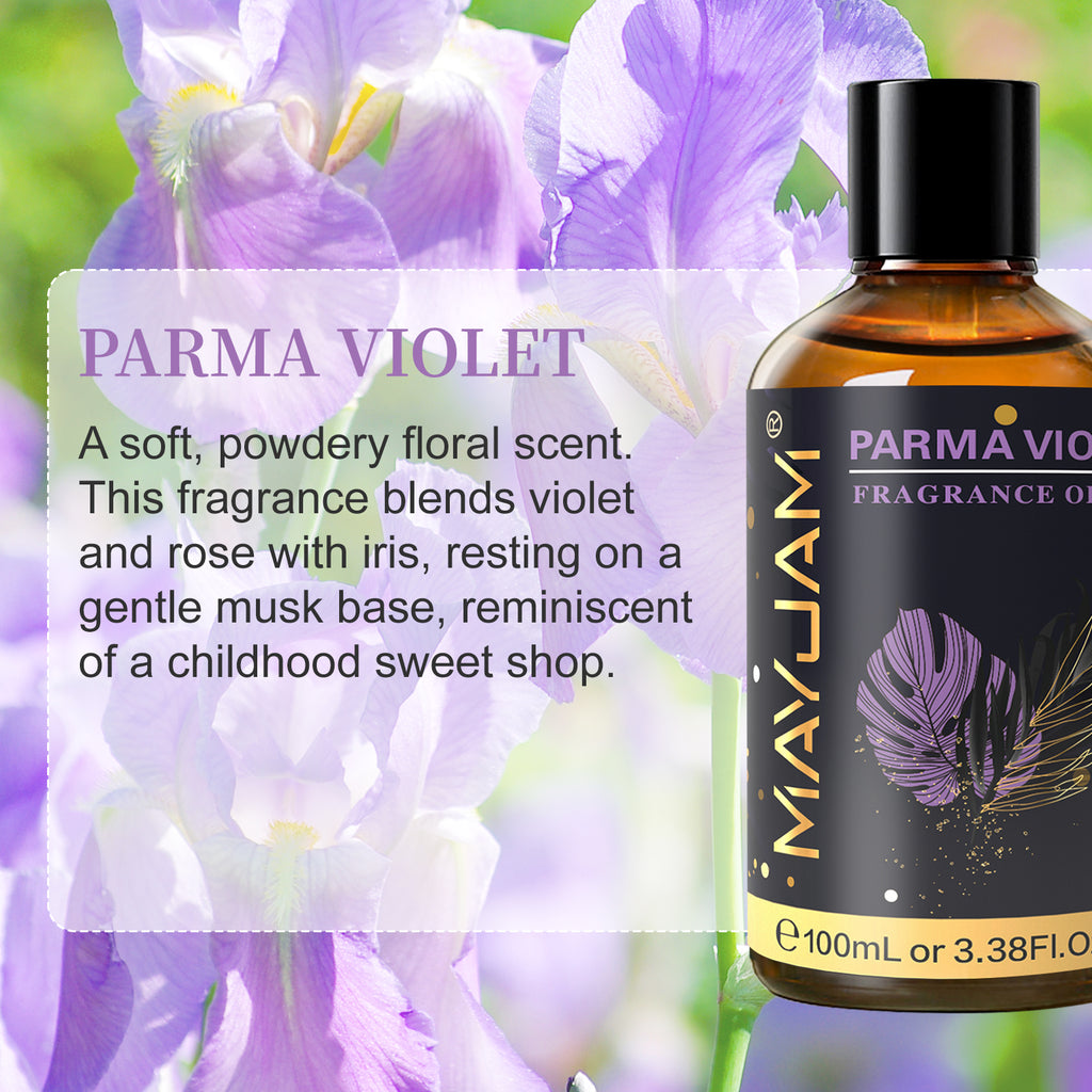 MAYJAM 100ML/3.38FL.OZ Parma Violet Fragrance Oils for Diffusers for Home, Long Lasting Scented Oils for Aromatherapy Diffusers, Skin Care, Bath, Relaxation, DIY Soap Candle Making