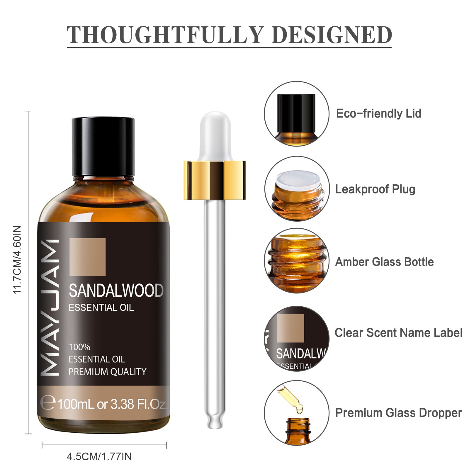 MAYJAM Pure Essential Oil, Sandalwood, 100ML, Therapeutic Grade, for use with Oil Diffusers, Potpourri, and Wicking Fragrance Diffusers