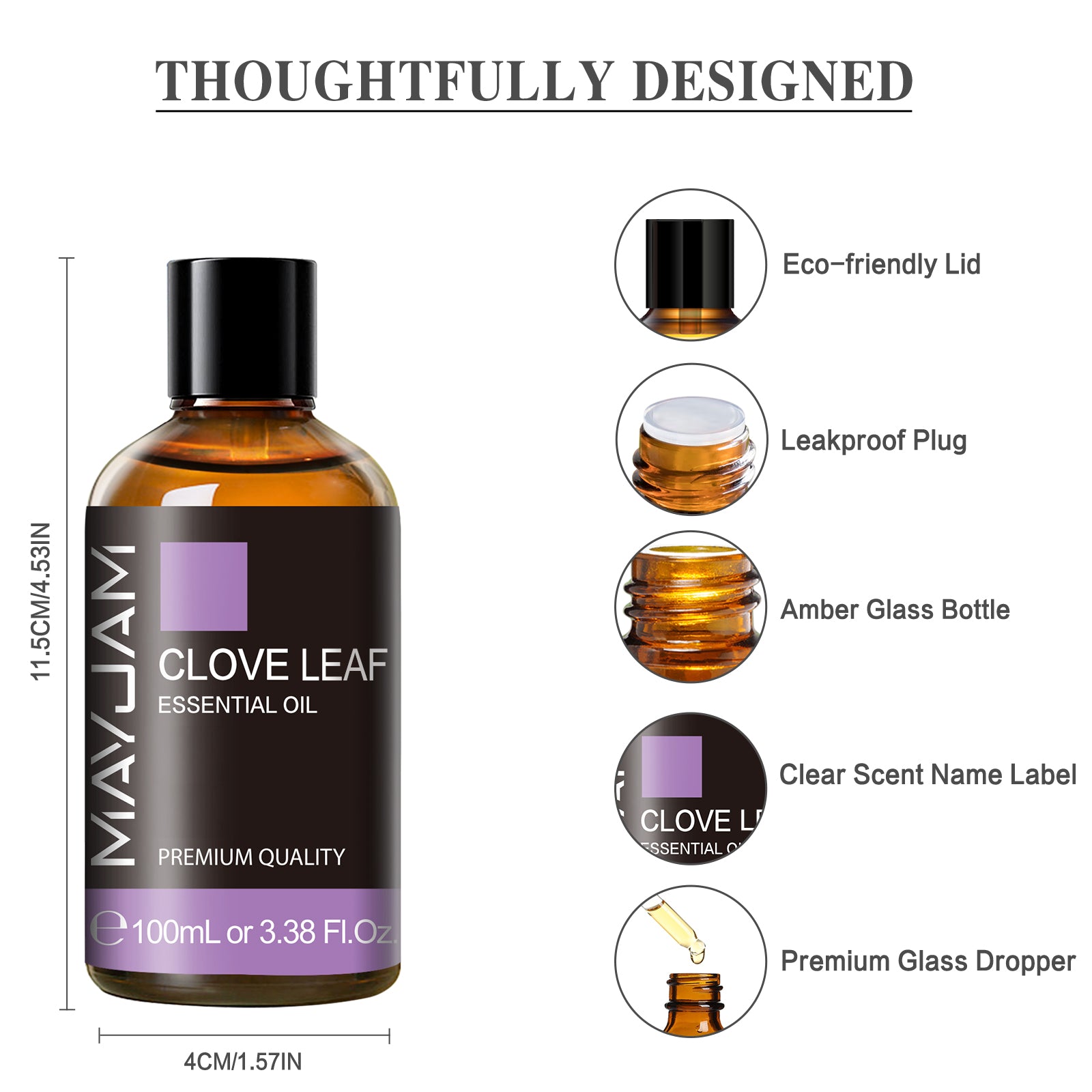MAYJAM 100% Pure Clove Essential Oil for Oral Care, Hair, Diffuser, Soap Making - Clove Oil for Teeth 3.38 Fl Oz