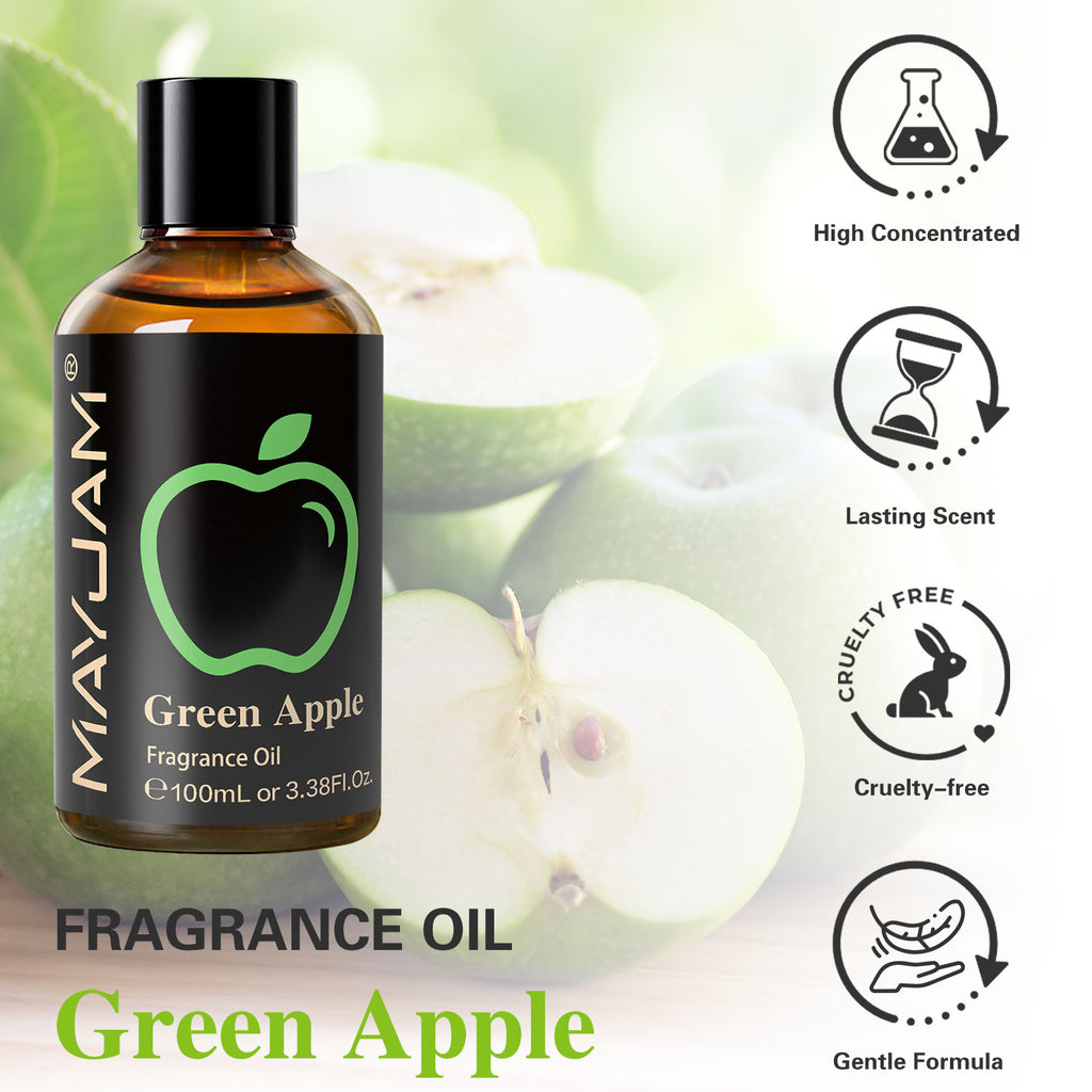 MAYJAM 100ML/3.38FL.OZ Green Apple Fragrance Oils for Diffusers for Home, Long Lasting Scented Oils for Aromatherapy Diffusers, Skin Care, Bath, Relaxation