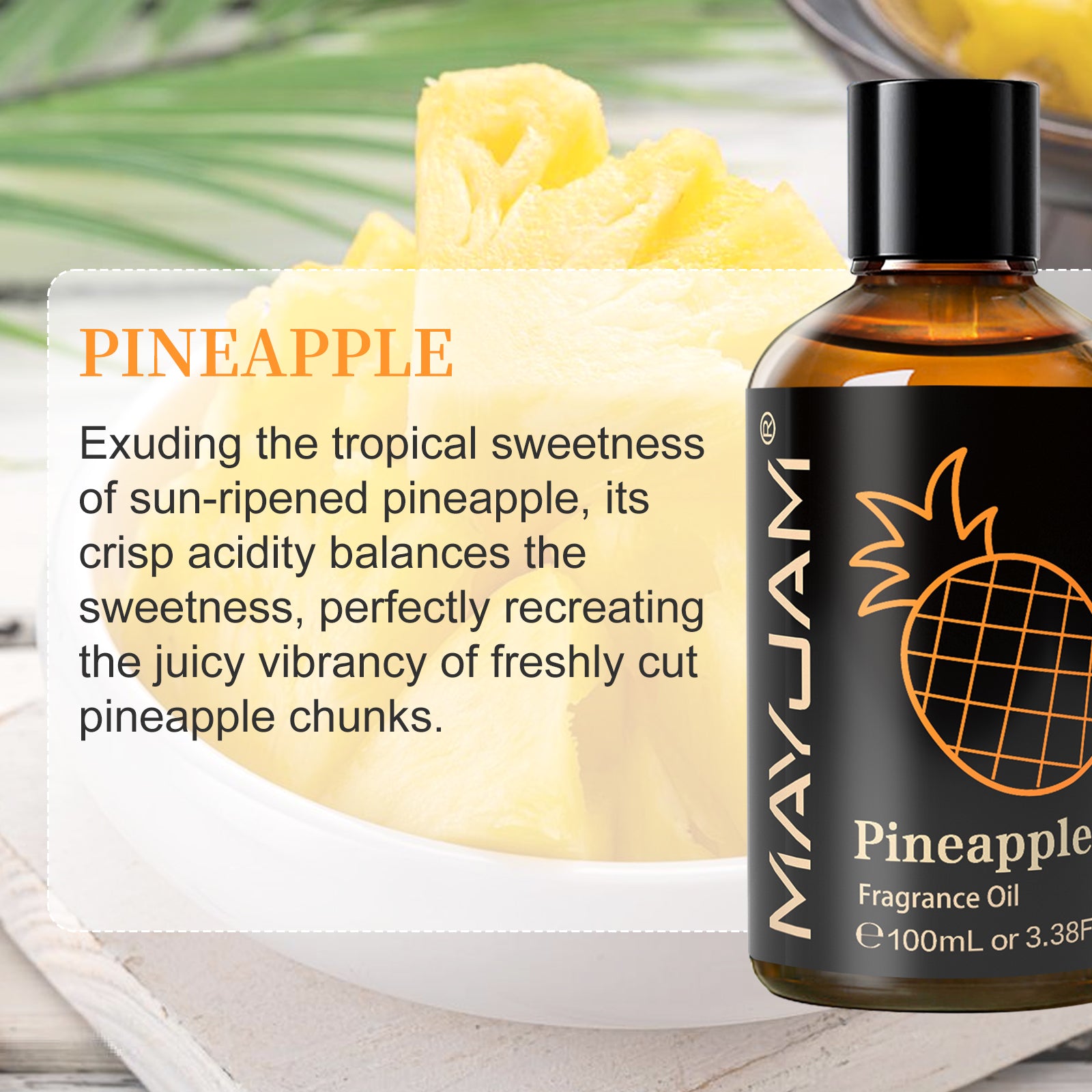 MAYJAM Pineapple Scented Oil 100ml - Fragrance Oil for Candle Making, Soap Making, Diffuser Oil