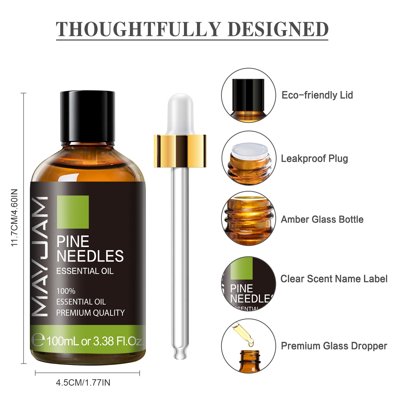 MAYJAM 3.38 Fl Oz Pine Needle Essential Oils for Hair, Skin, Diffuser, Aromatherapy & DIY Soap Making Scent