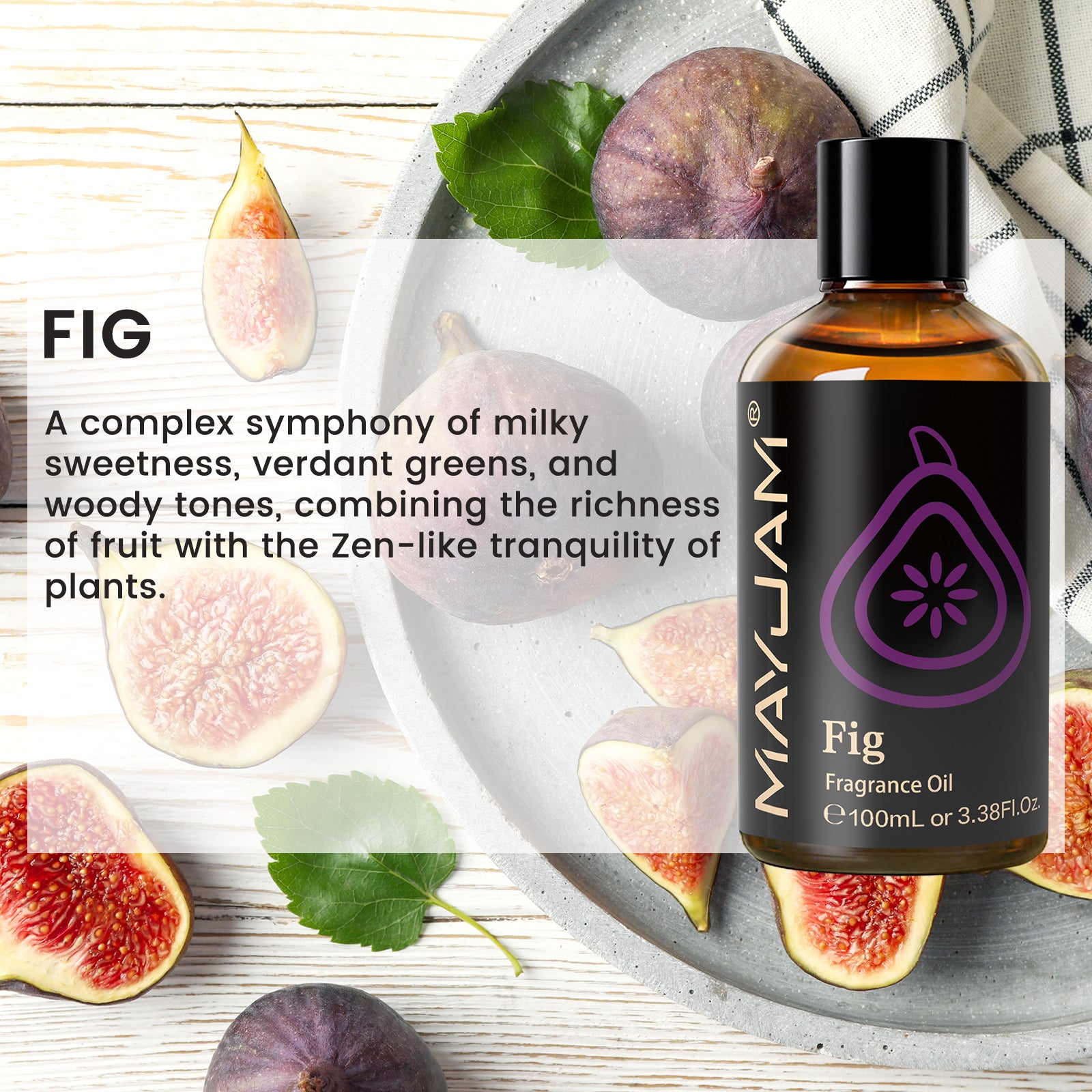 MAYJAM 100ML/3.38FL.OZ Fig Fragrance Oils for Diffusers for Home, Long Lasting Scented Oils for Diffusers, Skin Care, Bath