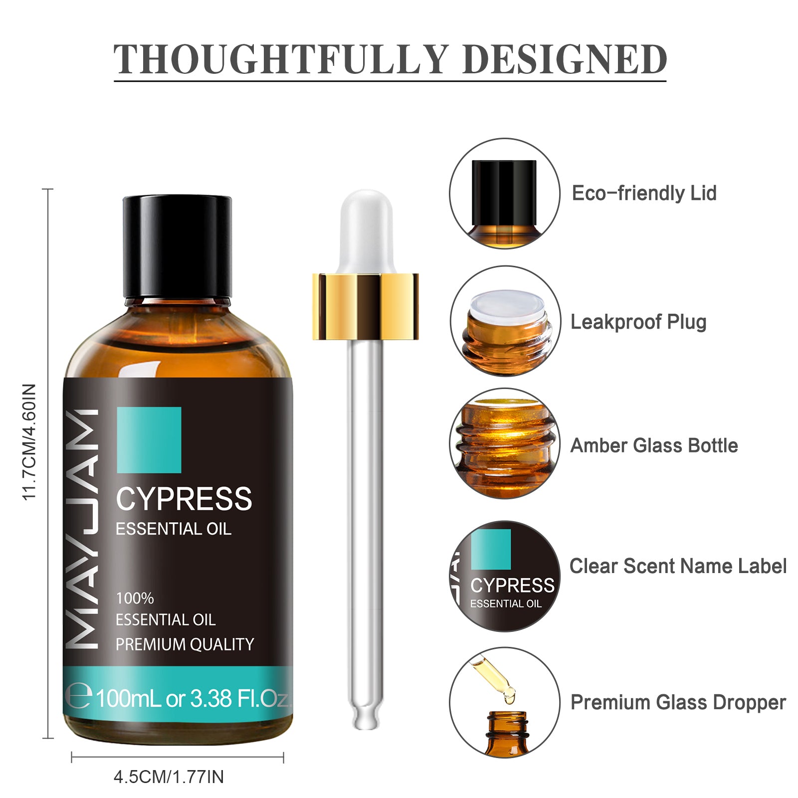 MAYJAM Cypress Essential Oil 100% Pure, Undiluted, Natural Aromatherapy, Therapeutic Grade 100 mL (3.38 oz)