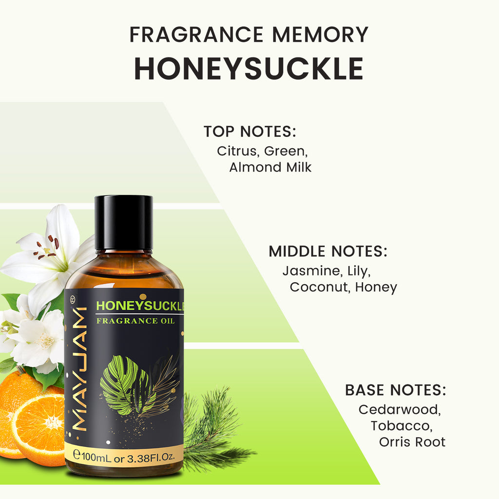 MAYJAM 100ML/3.38FL.OZ Honeysuckle Fragrance Oil for Diffuser, Candles, Soaps, Lotions