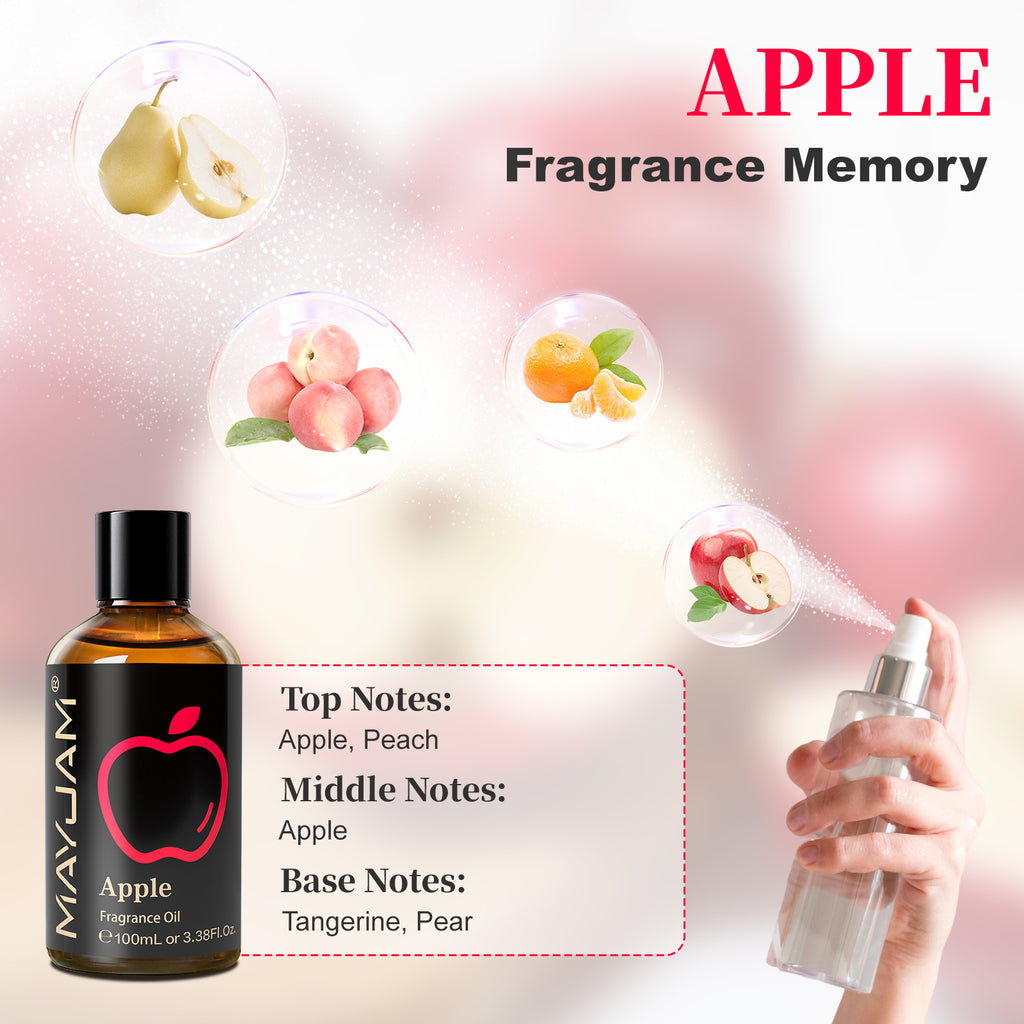 MAYJAM 100ML/3.38FL.OZ Apple Fragrance Oils for Diffusers, Candle and Soap Making, DIY Projects