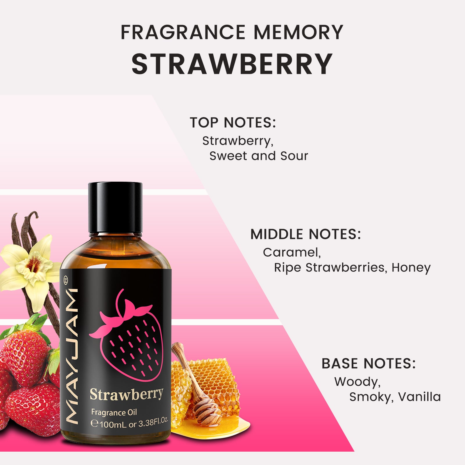 MAYJAM 3.38FL. OZ Strawberry Fragrance Oils, Candle Scents for Candle Making, Freshie Scents, Soap Making Supplies, Diffuser Oil Scents