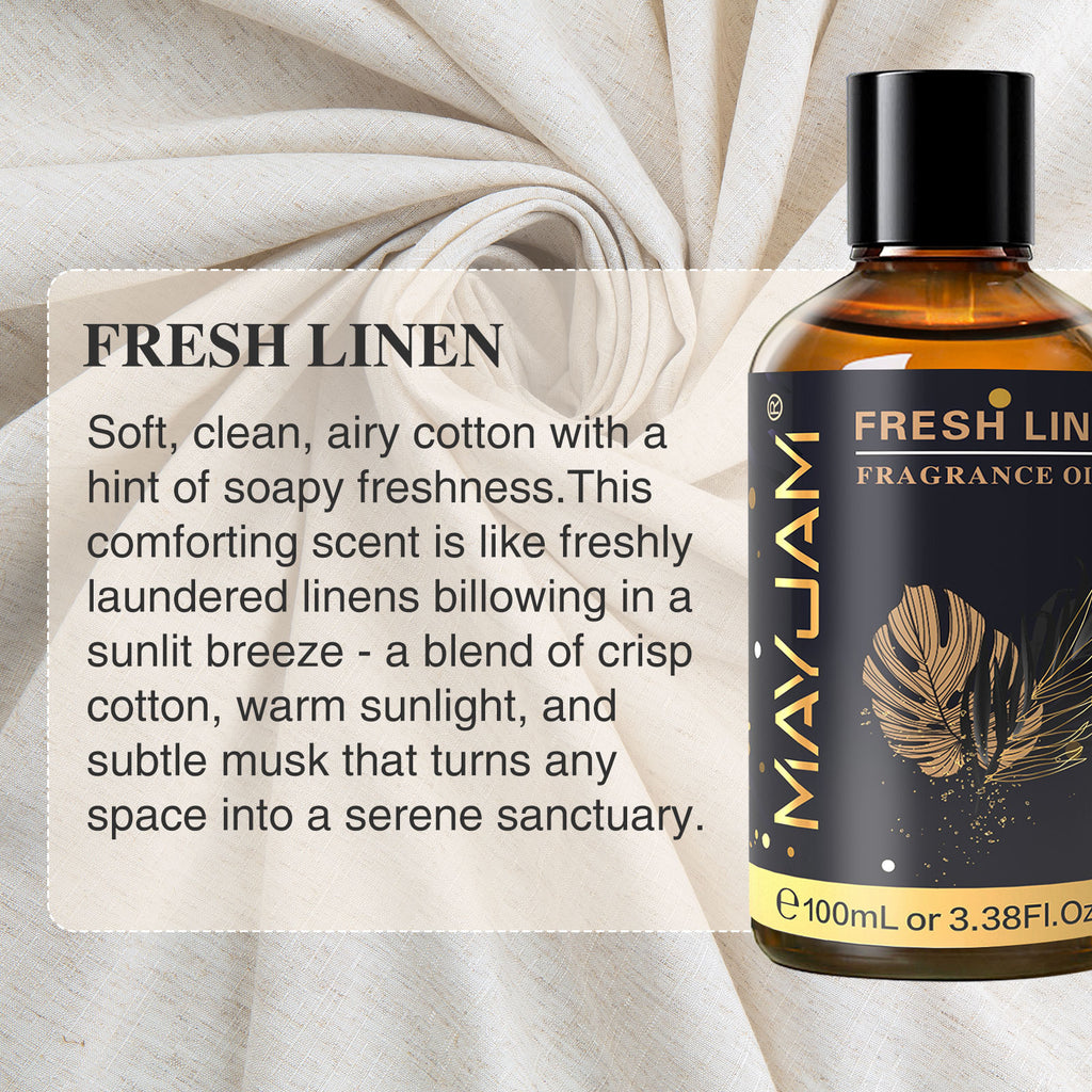 MAYJAM 100ML/3.38FL.OZ Fresh Linen Fragrance Oils for Diffusers for Home, Long Lasting Scented Oils for Aromatherapy Diffusers