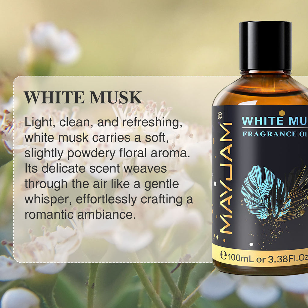 White Musk Fragrance Oil, Premium Fragrance Oil, for Humidifier, DIY Candle & Soap Making Scent, Aromatherapy Diffuser Oils Set (100ML)