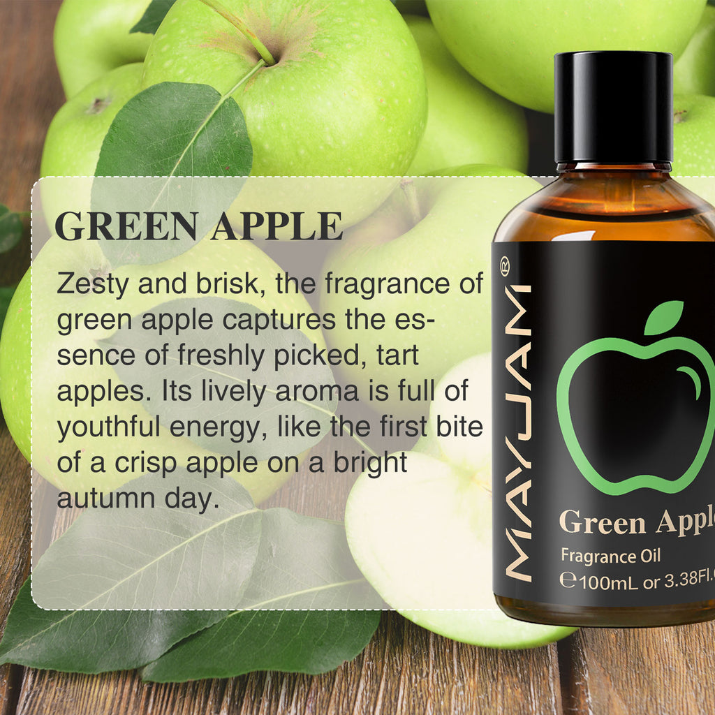 MAYJAM 100ML/3.38FL.OZ Green Apple Fragrance Oils for Diffusers for Home, Long Lasting Scented Oils for Aromatherapy Diffusers, Skin Care, Bath, Relaxation