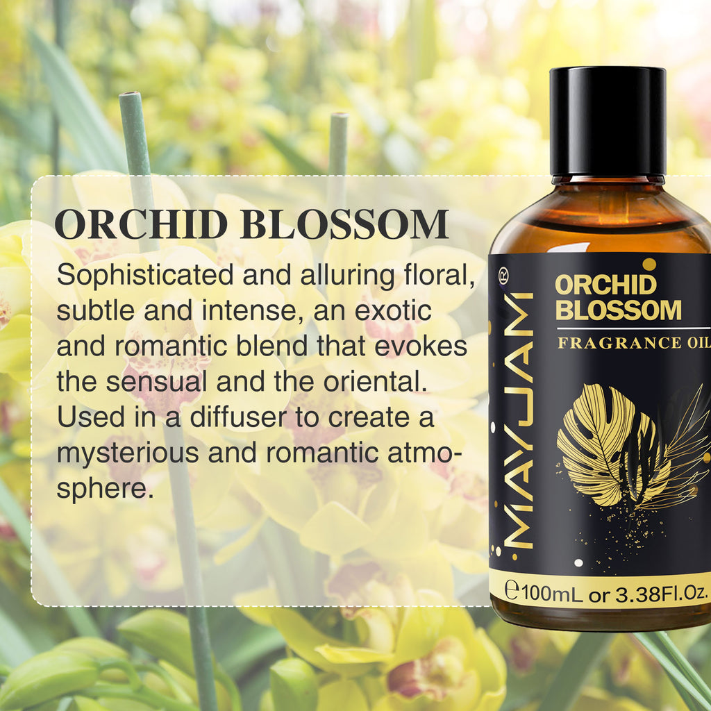 MAYJAM Fragrance Oil, Perfume Oil 100ml, Candle Scents for Candle Making, Freshie Scents, Soap Making Supplies, Diffuser Oil Scents - Orchid Blossom Scent