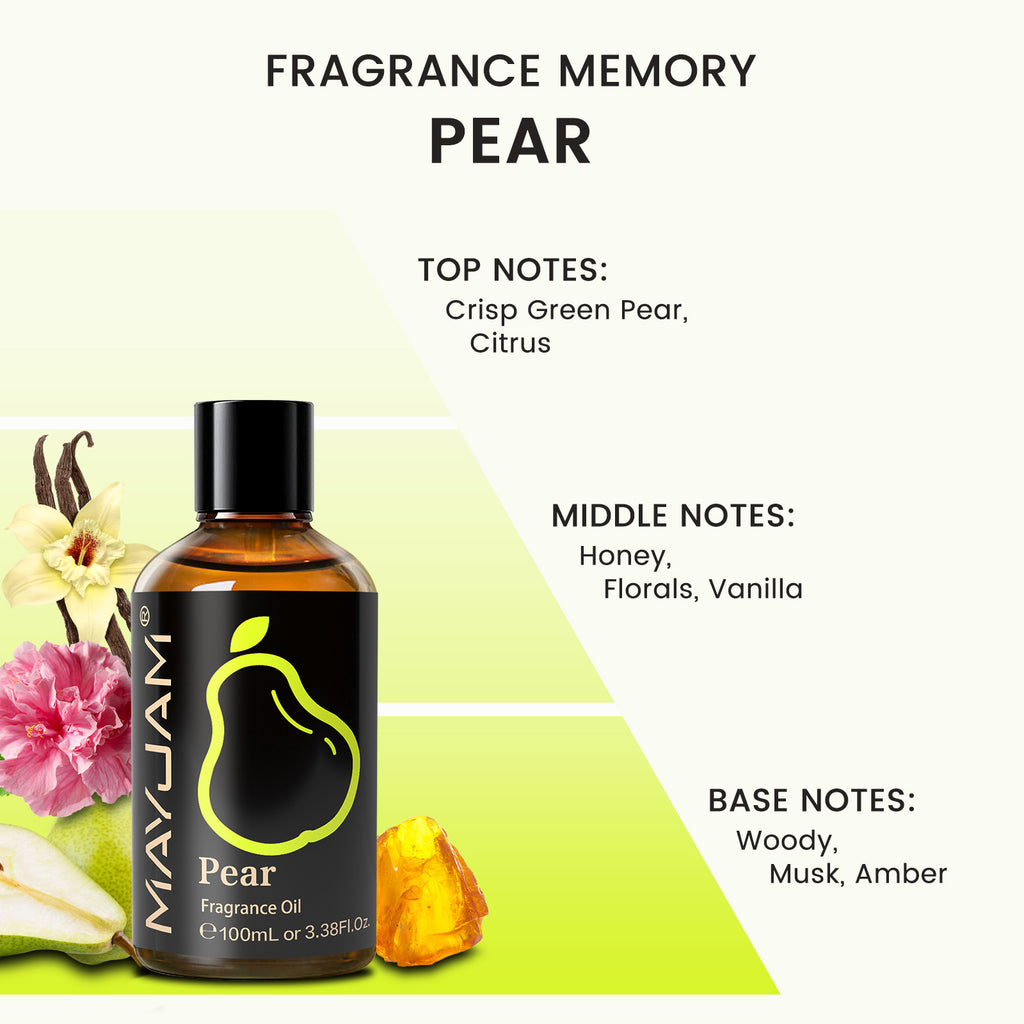 MAYJAM 100ML/3.38FL.OZ Pear Fragrance Oil for Diffuser, Candles, Soaps, Perfume, Aromatherapy