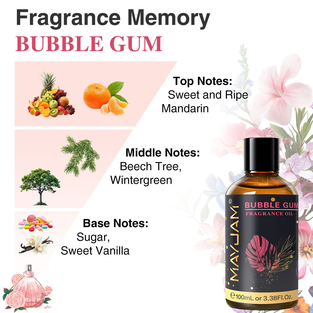 MAYJAM 100ML/3.38FL.OZ Bubble Gum Fragrance Oil for Diffuser, Candles, Soaps, Lotions, Perfume
