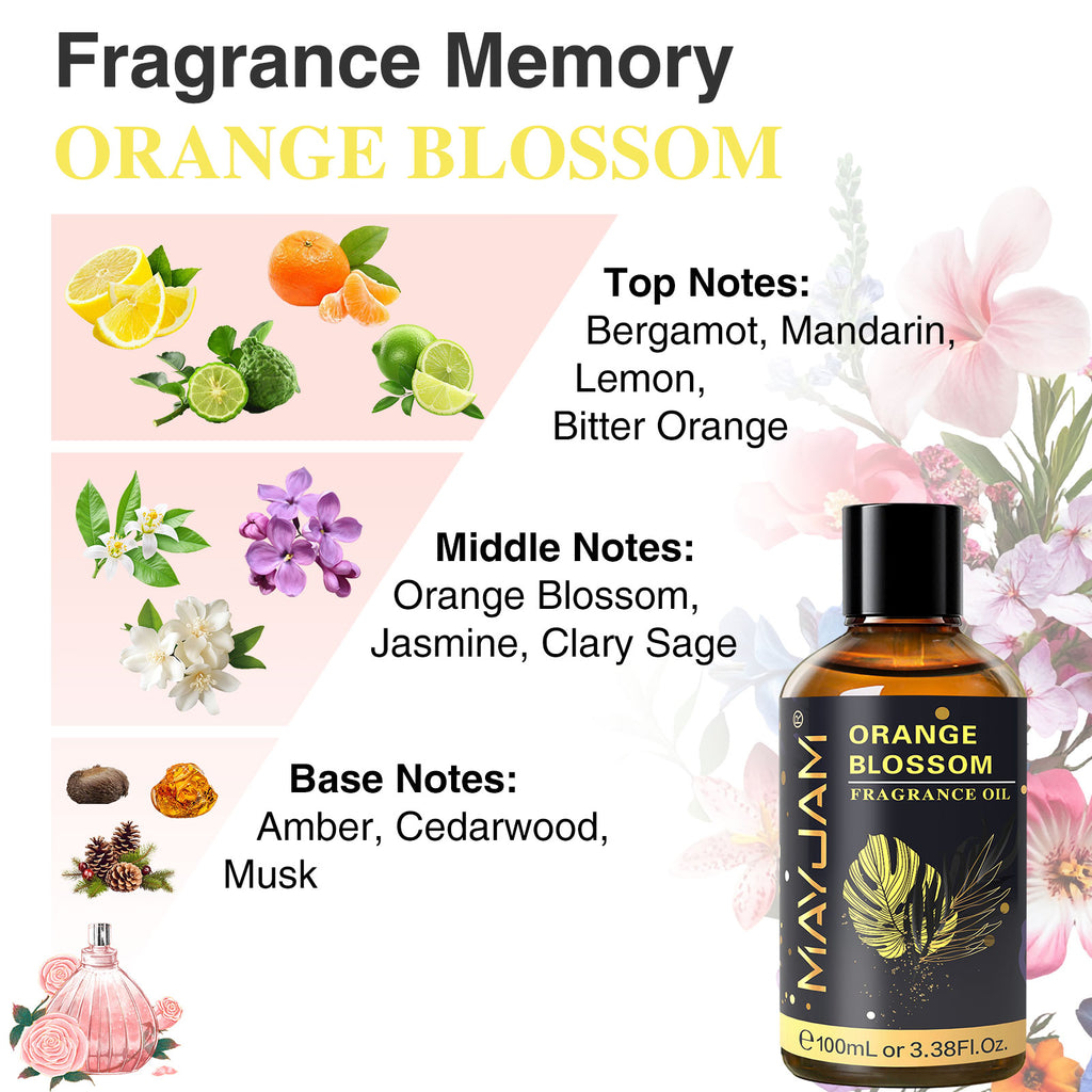 Orange Blossom Fragrance Oil, Premium Fragrance Oil, for Humidifier, DIY Candle & Soap Making Scent, Aromatherapy Diffuser Oils Set (100ML)