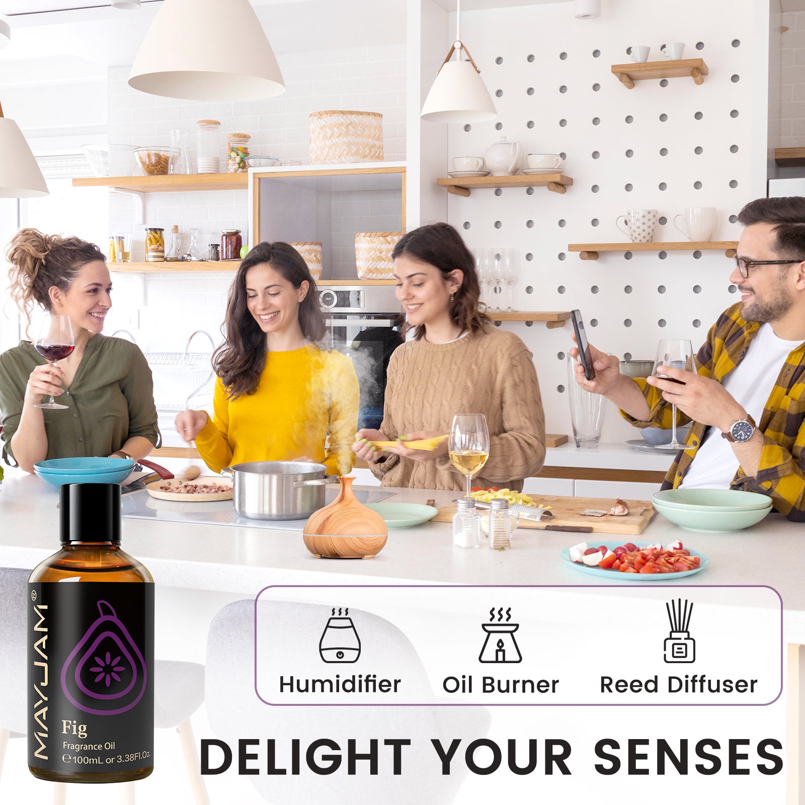 MAYJAM 100ML/3.38FL.OZ Fig Fragrance Oils for Diffusers for Home, Long Lasting Scented Oils for Diffusers, Skin Care, Bath