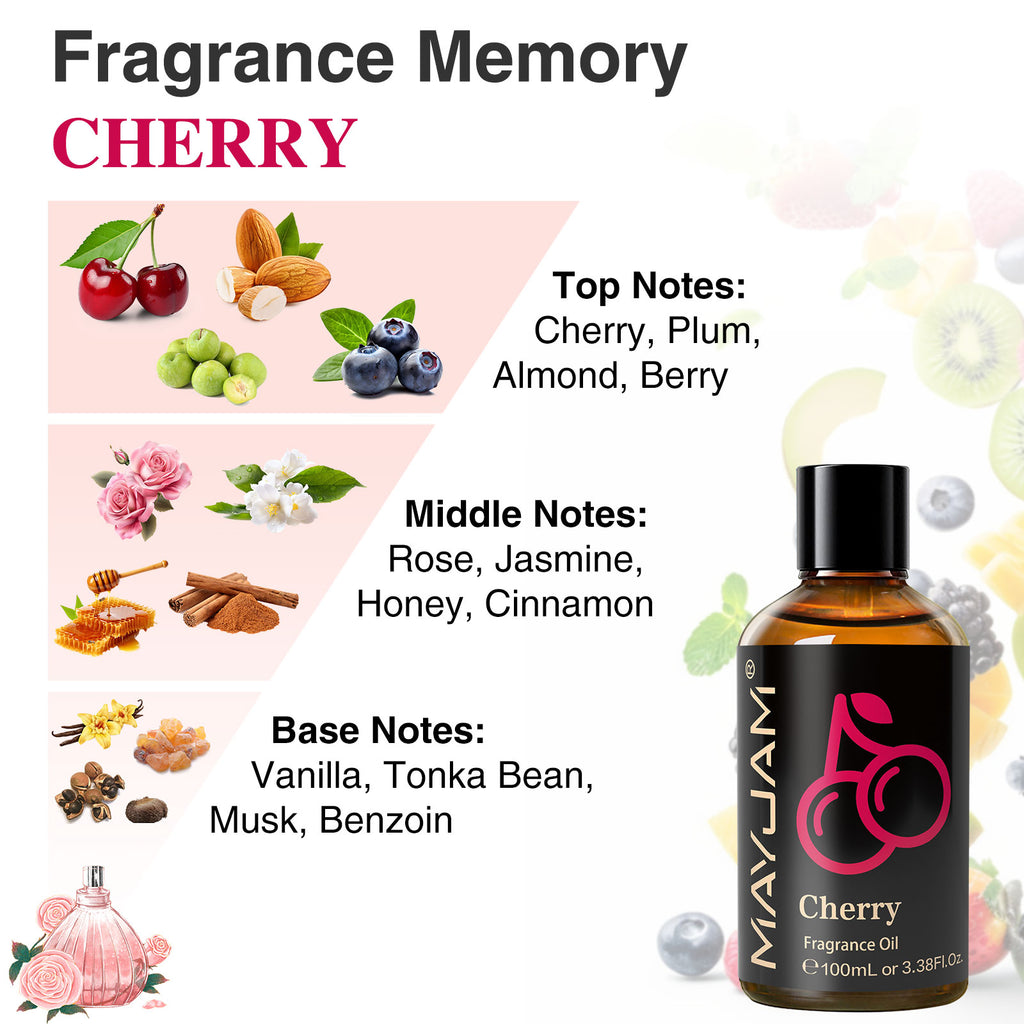 MAYJAM 100ML/3.38FL.OZ Cherry Fragrance Oils for Candle Making, Freshie Scents, Soap Making Supplies, Diffuser Oil Scents