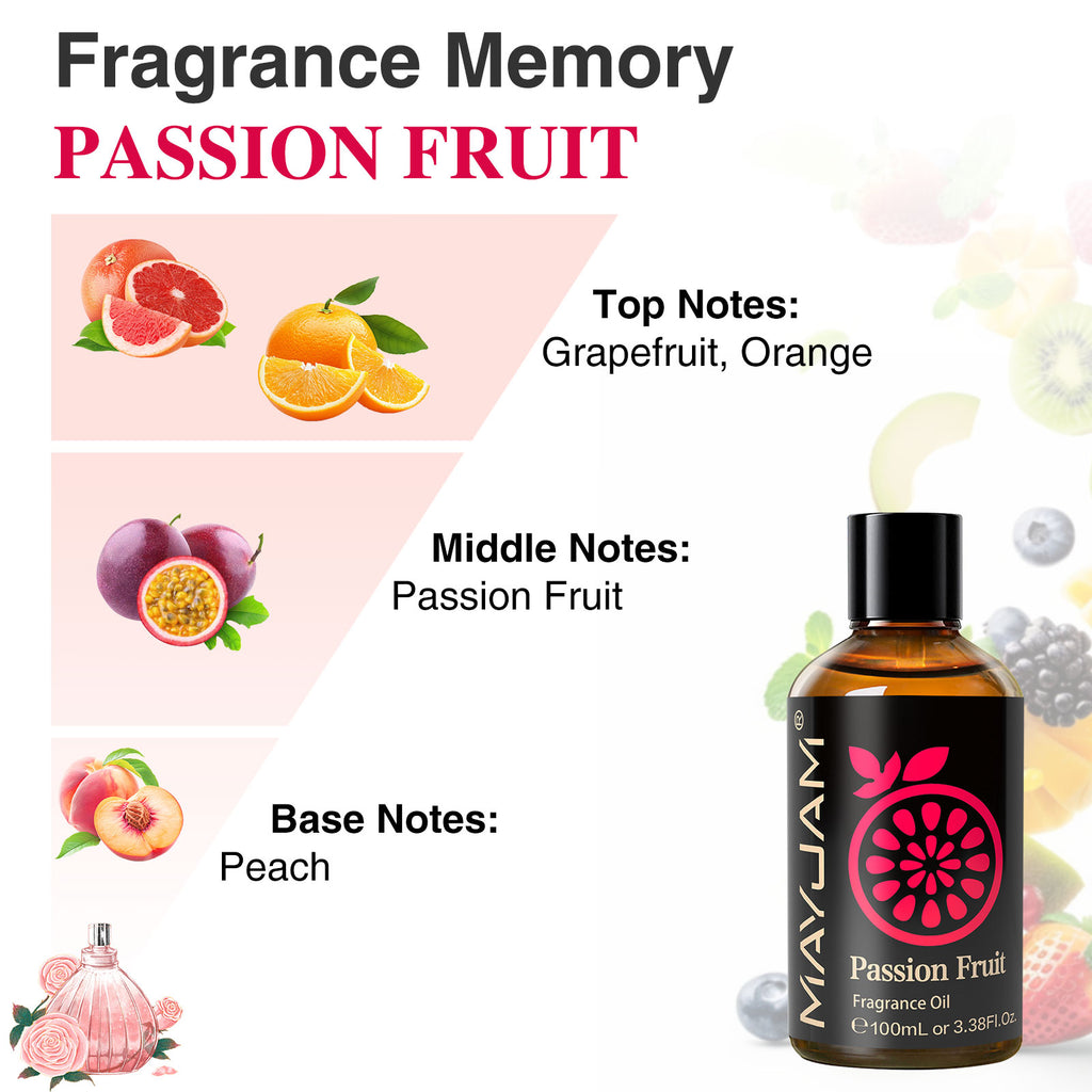 MAYJAM Passion Fruit Fragrances Oils 3.38 fl. oz, Essential Oil Air Freshener for Home, Office, Gym, and Room Diffuser