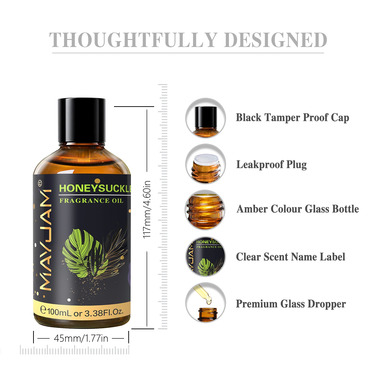 MAYJAM 100ML/3.38FL.OZ Honeysuckle Fragrance Oil for Diffuser, Candles, Soaps, Lotions