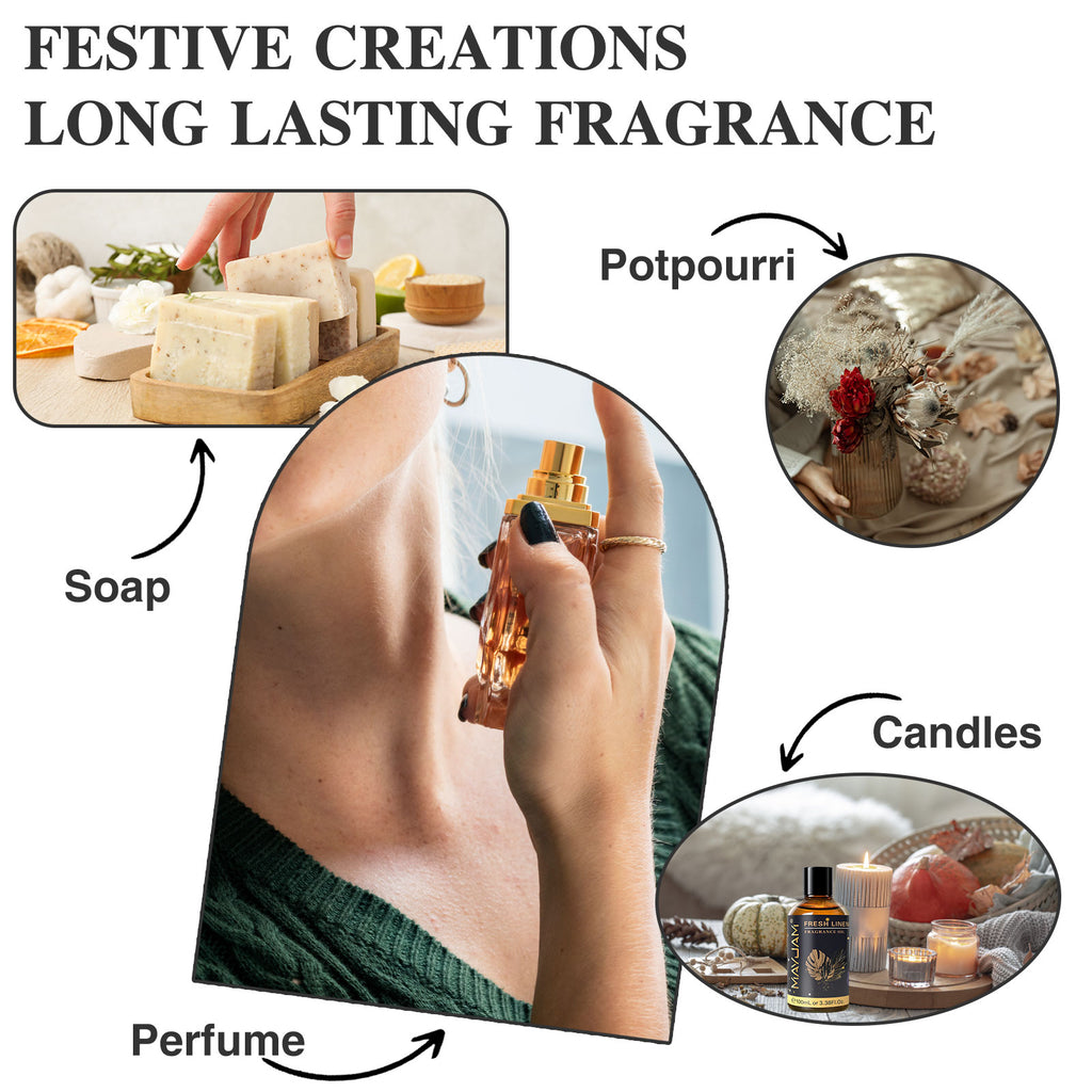 MAYJAM 100ML/3.38FL.OZ Fresh Linen Fragrance Oils for Diffusers for Home, Long Lasting Scented Oils for Aromatherapy Diffusers