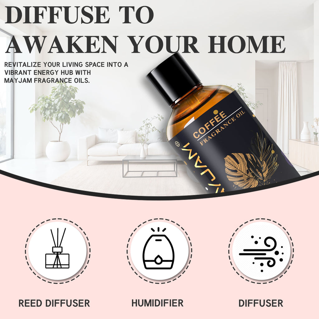 MAYJAM 100ML/3.38FL.OZ Coffee Fragrance Oils for Diffusers for Home, Long Lasting Scented Oils for Skin Care, Bath, Relaxation