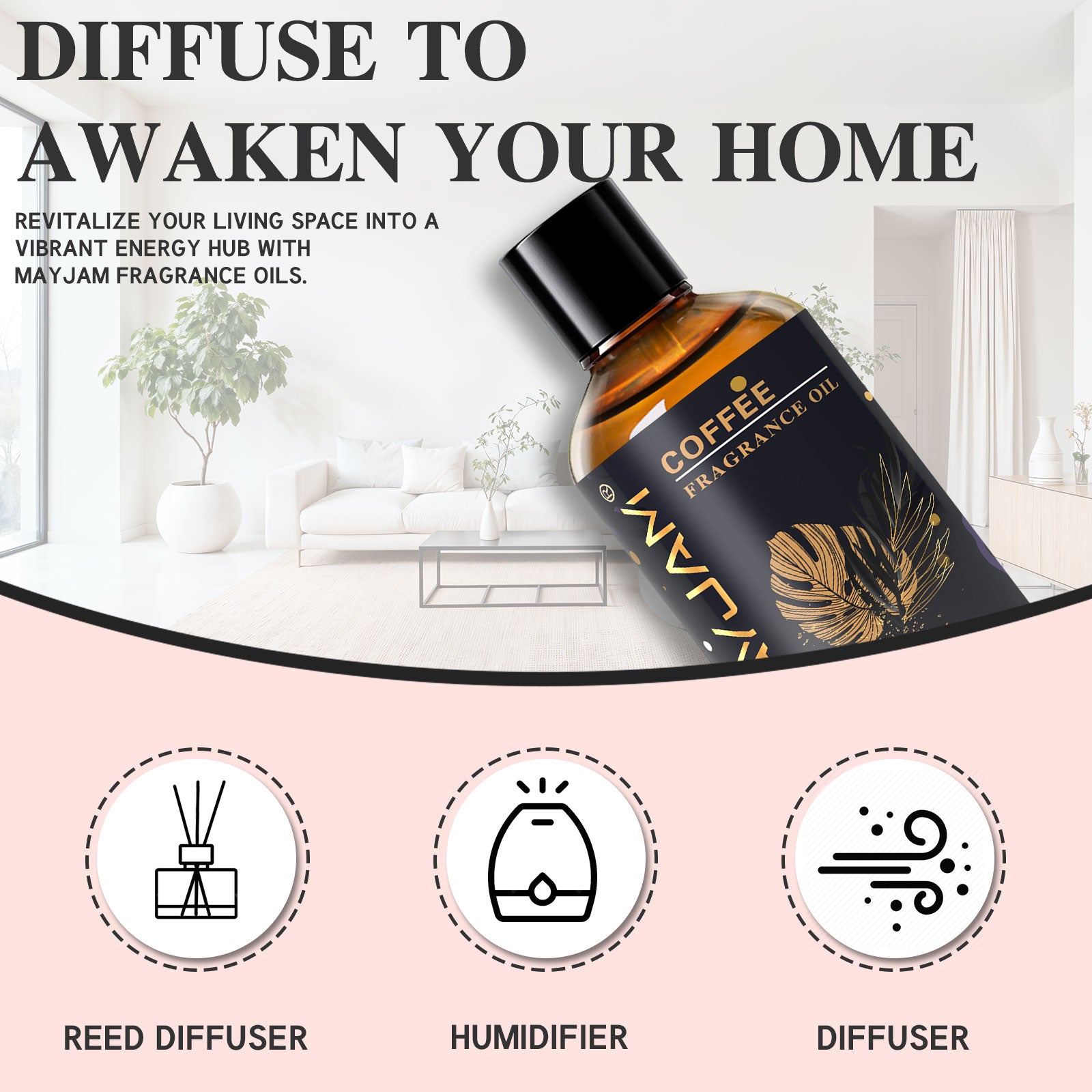 MAYJAM 100ML/3.38FL.OZ Coffee Fragrance Oils for Diffusers for Home, Long Lasting Scented Oils for Skin Care, Bath, Relaxation