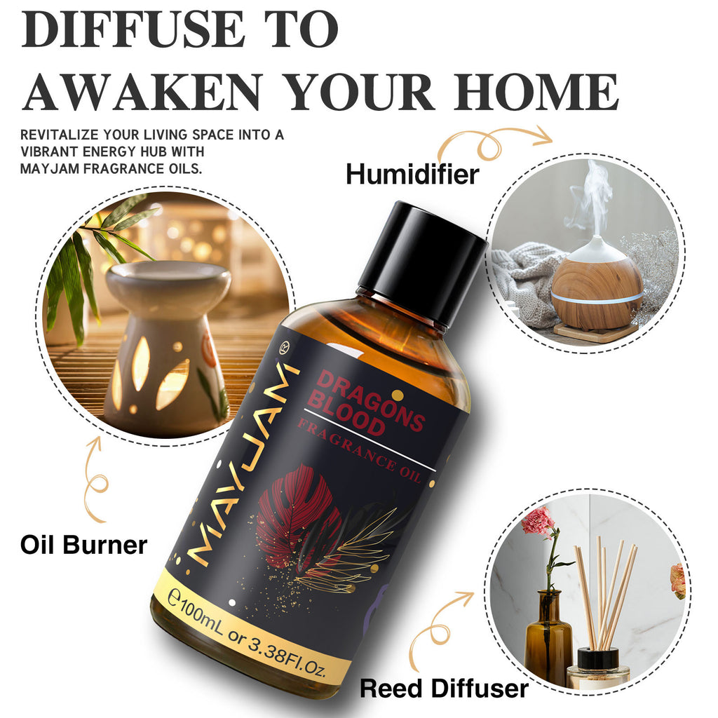 MAYJAM 100ML/3.38FL.OZ Dragons Blood Fragrance Oils for Diffusers for Home, Long Lasting Scented Oils for Aromatherapy Diffusers, Skin Care, Bath, Relaxation, DIY Soap Candle Making