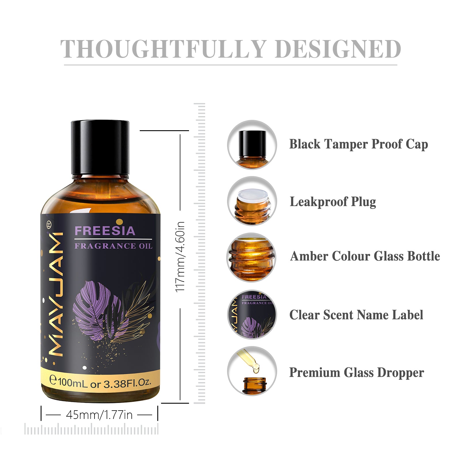 MAYJAM 100ML/3.38FL.OZ Freesia Fragrance Oils for Diffusers for Home, Long Lasting Scented Oils for Aromatherapy Diffusers, Skin Care, Bath, Relaxation, DIY Soap Candle Making