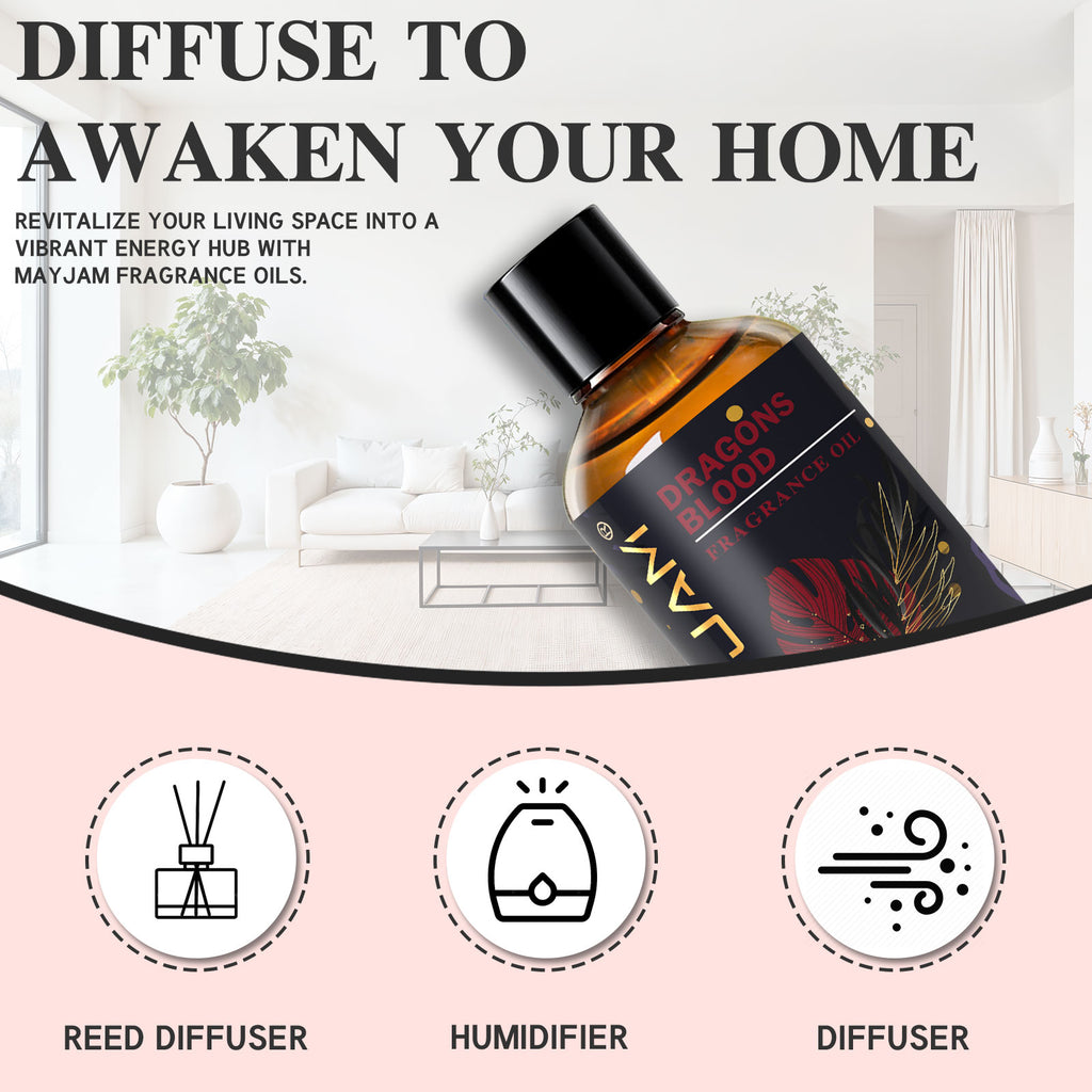 MAYJAM 100ML/3.38FL.OZ Dragons Blood Fragrance Oils for Diffusers for Home, Long Lasting Scented Oils for Aromatherapy Diffusers, Skin Care, Bath, Relaxation, DIY Soap Candle Making