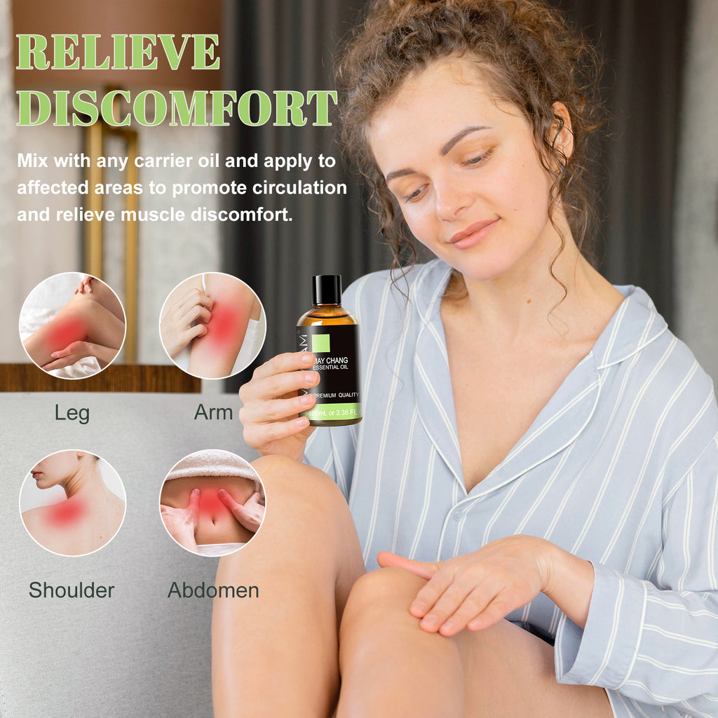 MAYJAM 3.38 Fl Oz May Chang Essential Oils for Diffuser, 100% Pure And Natural May Chang Oil for Skin, Aromatherapy, Soap And Candle Making