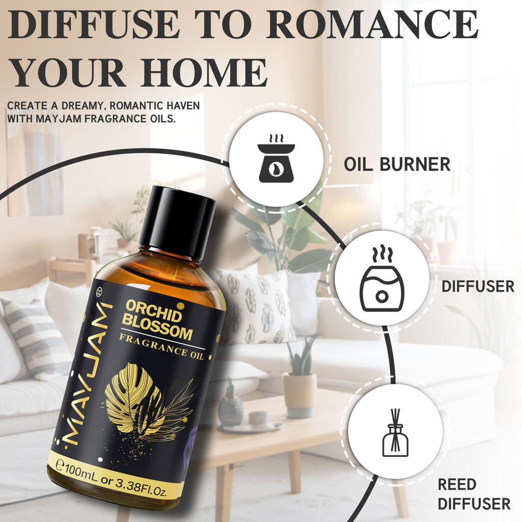 MAYJAM Fragrance Oil, Perfume Oil 100ml, Candle Scents for Candle Making, Freshie Scents, Soap Making Supplies, Diffuser Oil Scents - Orchid Blossom Scent