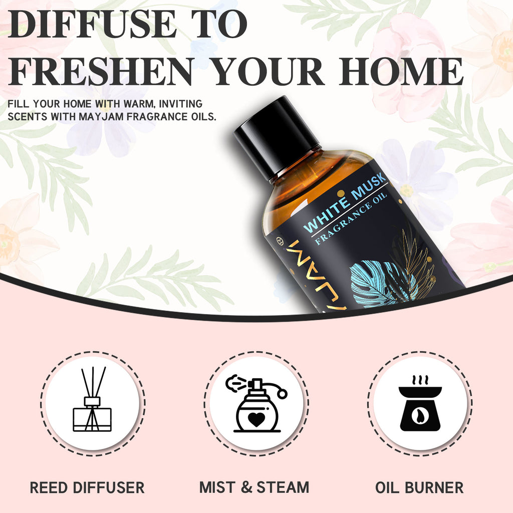 White Musk Fragrance Oil, Premium Fragrance Oil, for Humidifier, DIY Candle & Soap Making Scent, Aromatherapy Diffuser Oils Set (100ML)