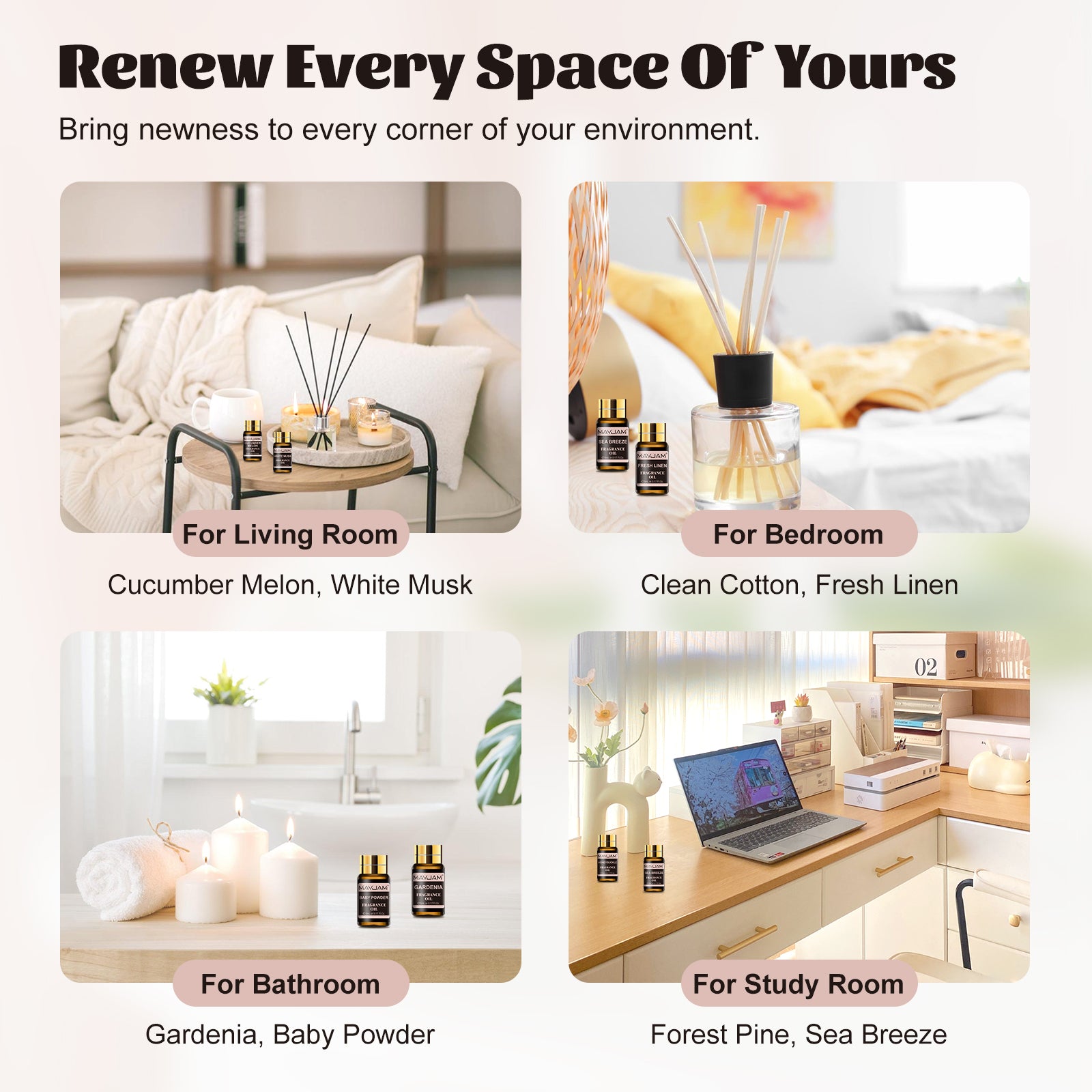 MAYJAM Fragrance Oil Gift Set, Top 20 Essential Oils Variety Pack for Diffusers for Home, Long Lasting Scented Oils for Soap Candle Making - 5ml/0.17fl.oz