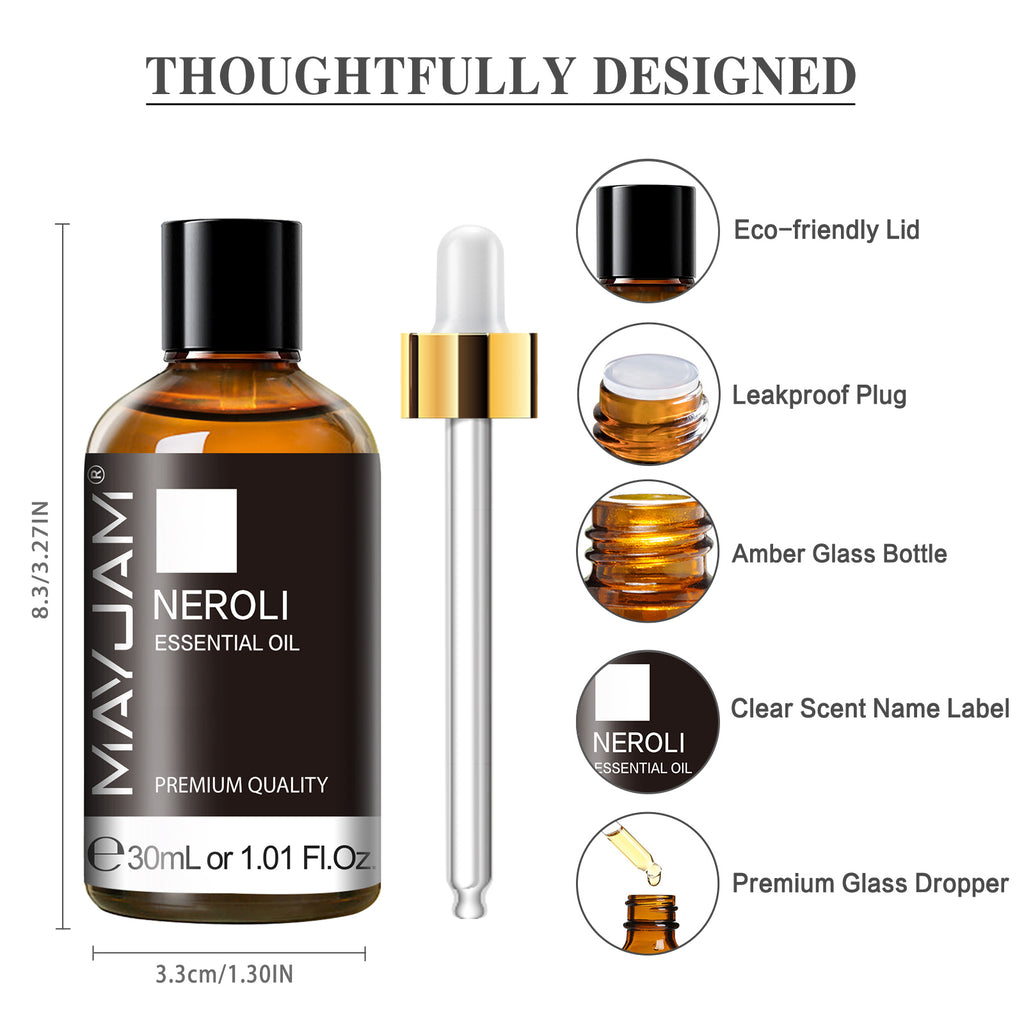 MAYJAM Neroli Essential Oil 1.01 Fl Oz, Pure Natural Neroli Oil for Anxiety, Skin, Diffuser, Anxiety - 30ML