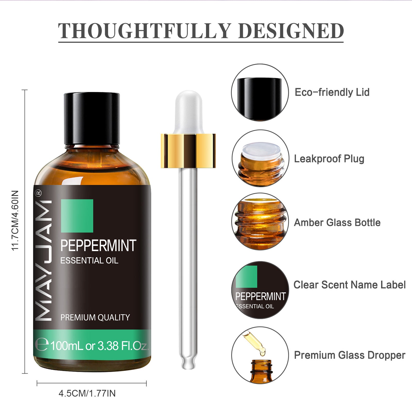 MAYJAM Peppermint Essential Oil 100% Pure Oils for Diffusers Aromatherapy 100ml