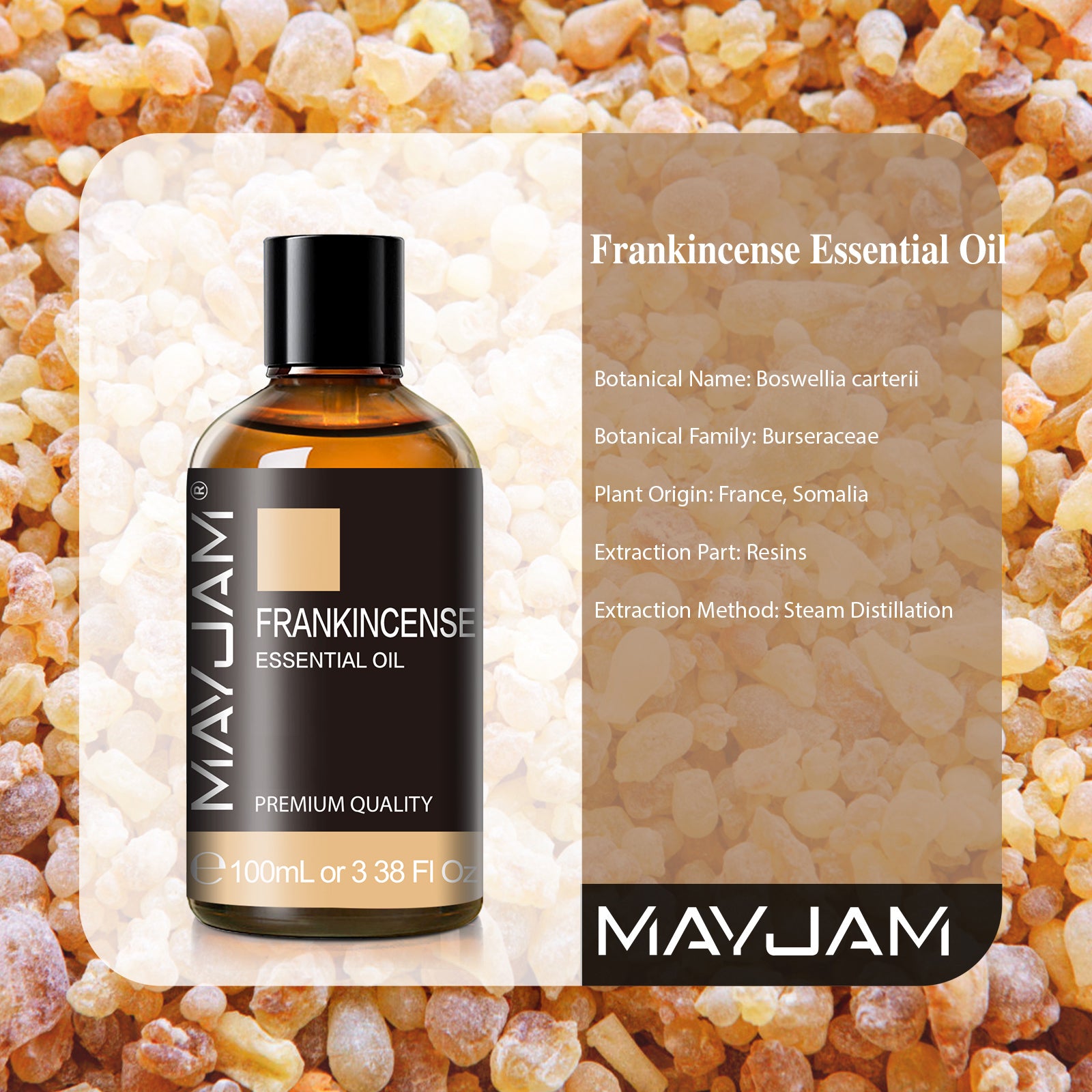 MAYJAM 3.38 fl.Oz Frankincense Essential Oils for Diffusers, Humidifier, 100% Pure Frankincense Oil for Skin Care, Massage, Home Care, Candle Making