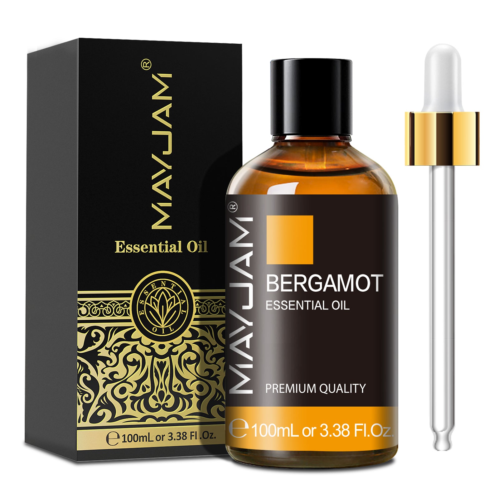 MAYJAM Bergamot Essential Oil for Diffuser and Aromatherapy, Skin Massage, Candle and Soap Making, 100ml
