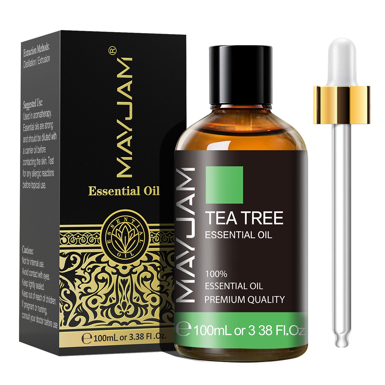 MAYJAM 3.38 Fl Oz Tea Tree Essential Oil, Natural Tea Tree Oil for Diffuser, Face, Skin Care, Aromatherapy, Hair Care, Scalp and Body Massage, with Dropper